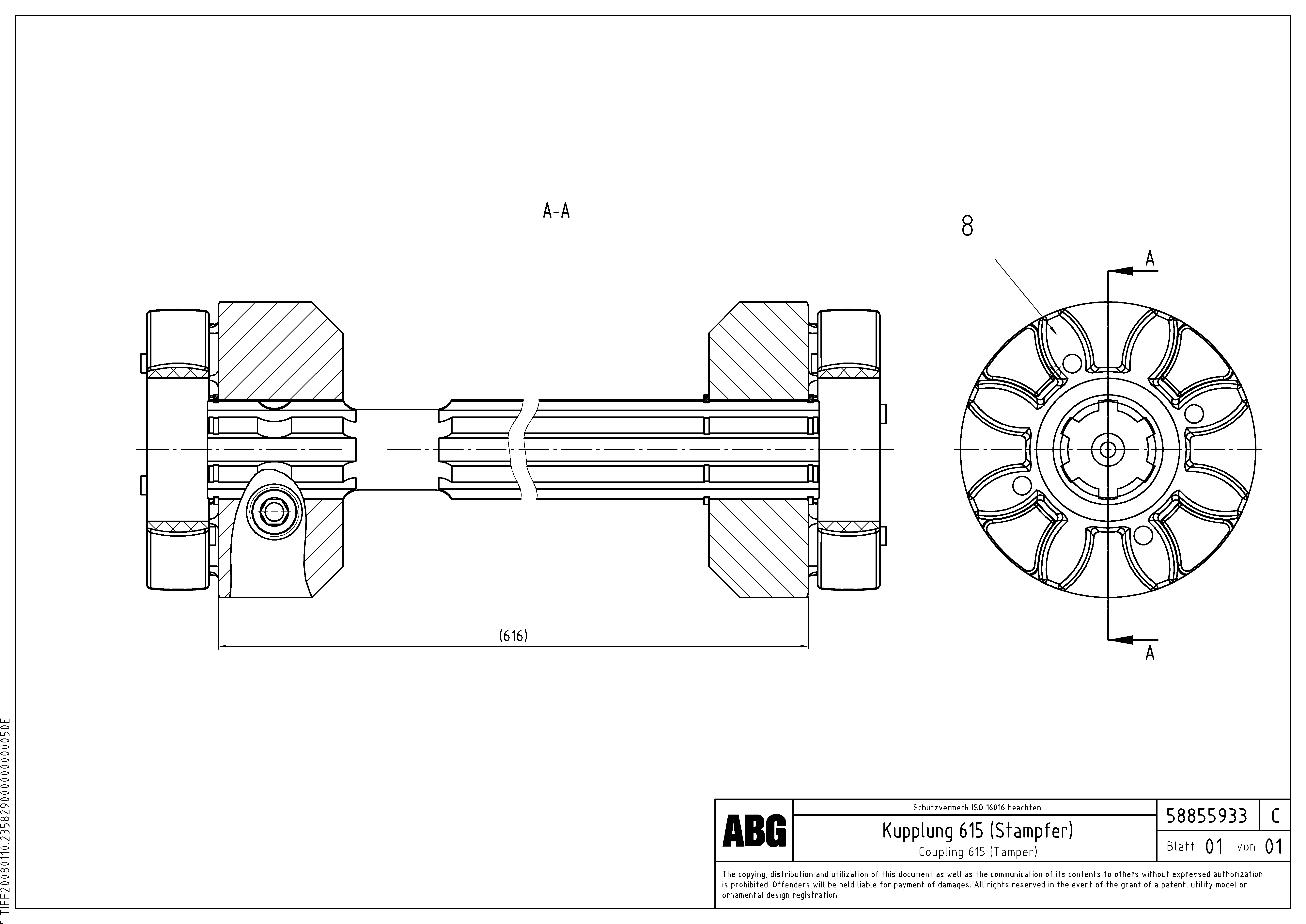 Схема запчастей Volvo ABG9820 - 65169 Coupling for tamper MB 120 VARIO ATT. SCREEDS 5,0 -12,5M ABG9820