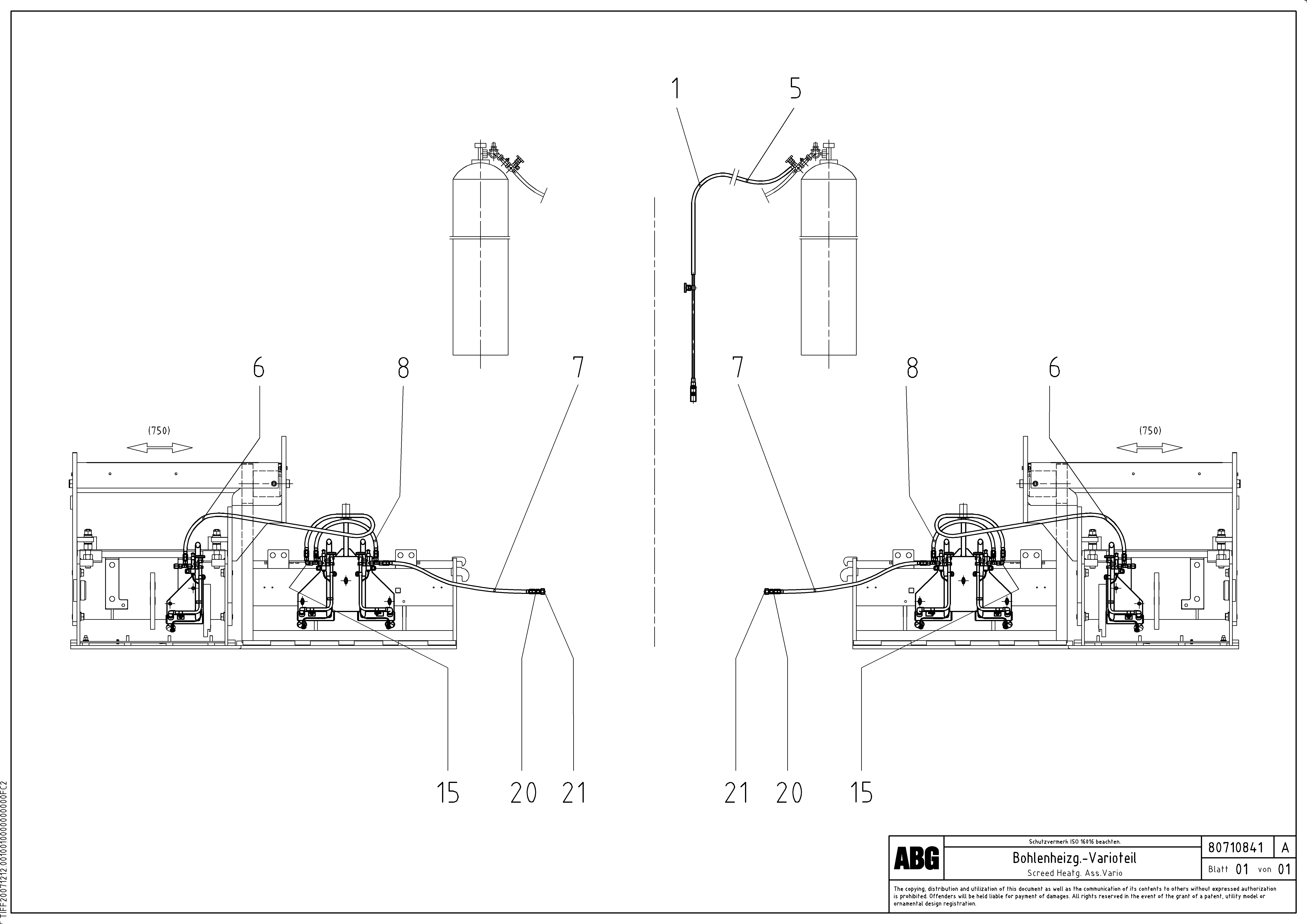 Схема запчастей Volvo ABG9820 - 62464 Gas heating assembly MB 120 VARIO ATT. SCREEDS 5,0 -12,5M ABG9820
