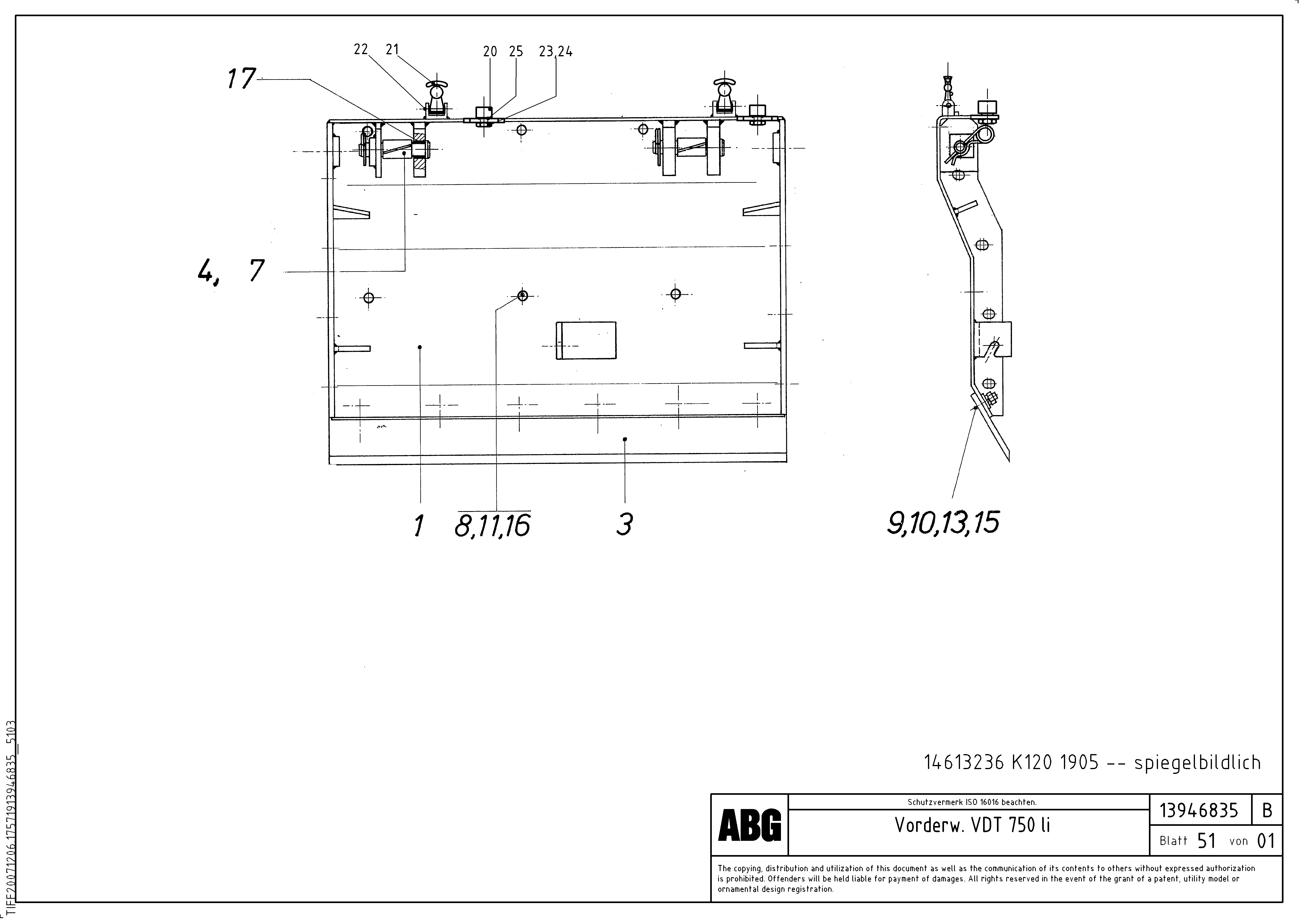 Схема запчастей Volvo ABG9820 - 72009 Deflector for extension MB 120 VARIO ATT. SCREEDS 5,0 -12,5M ABG9820