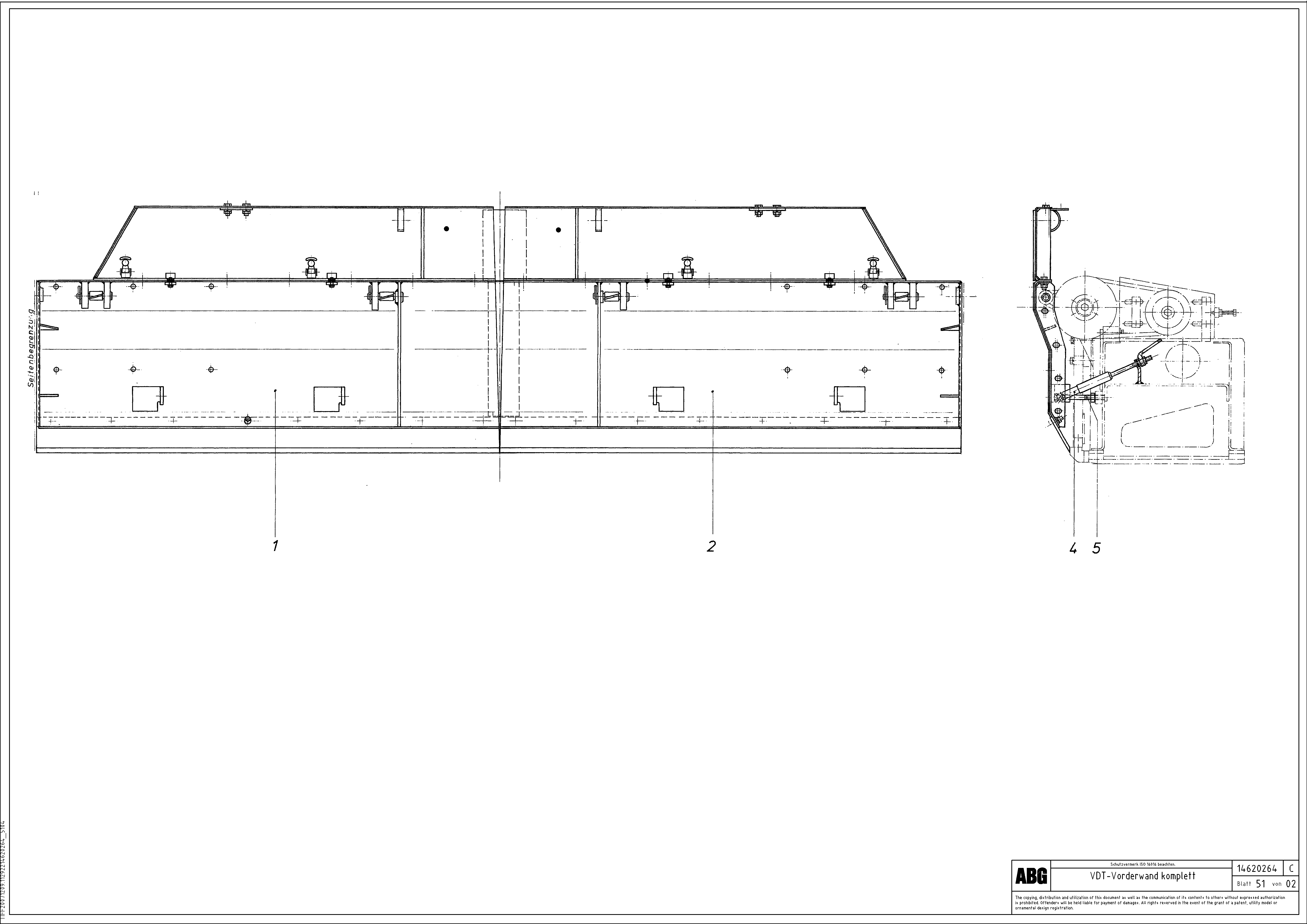 Схема запчастей Volvo ABG9820 - 63665 Front wall for basic screed VDT 120 VARIO ATT. SCREEDS 5,0 -12,5M ABG9820