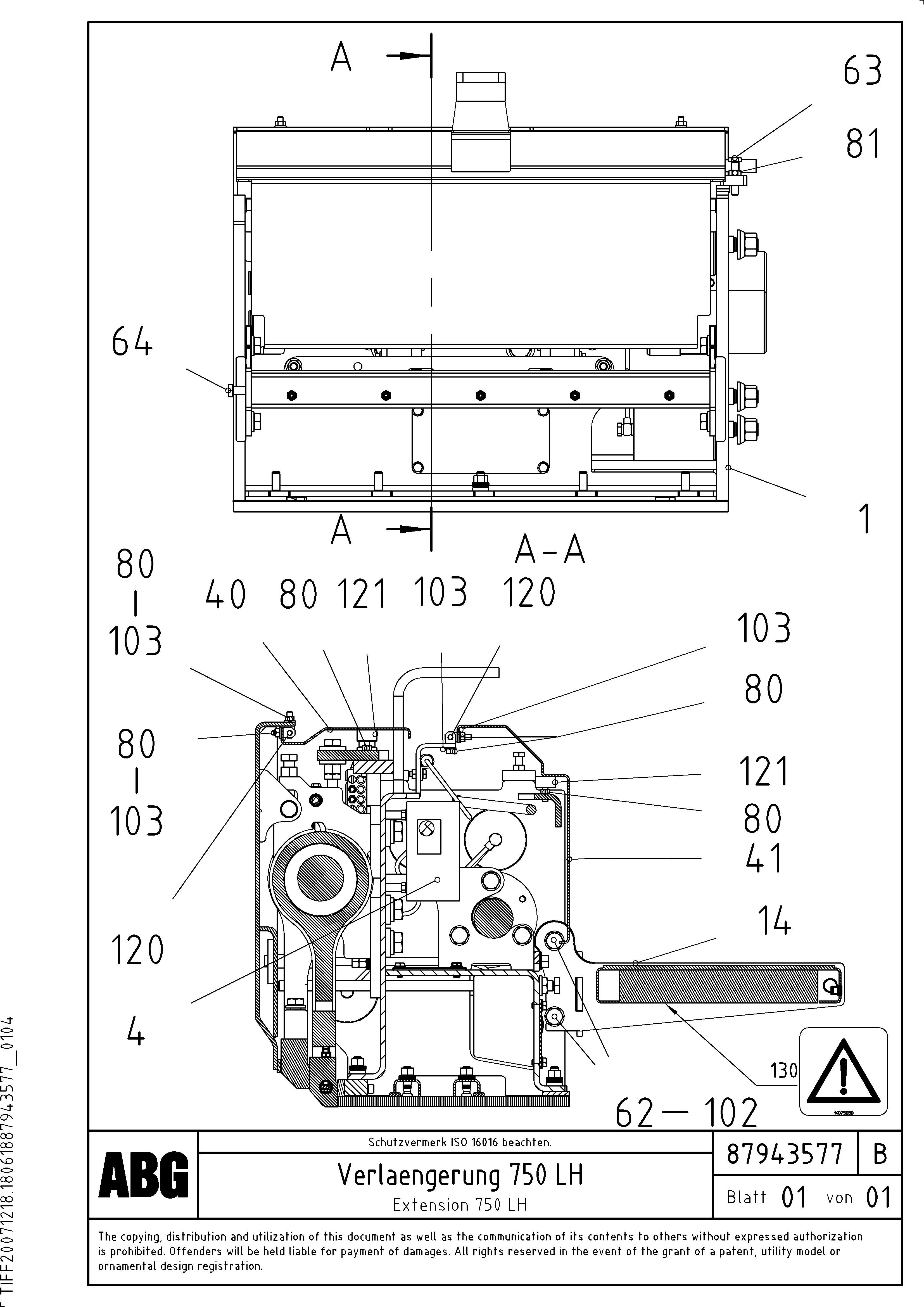 Схема запчастей Volvo ABG9820 - 65827 Extension VDT-V 89 ETC ATT. SCREEDS 3,0 - 9,0M ABG9820