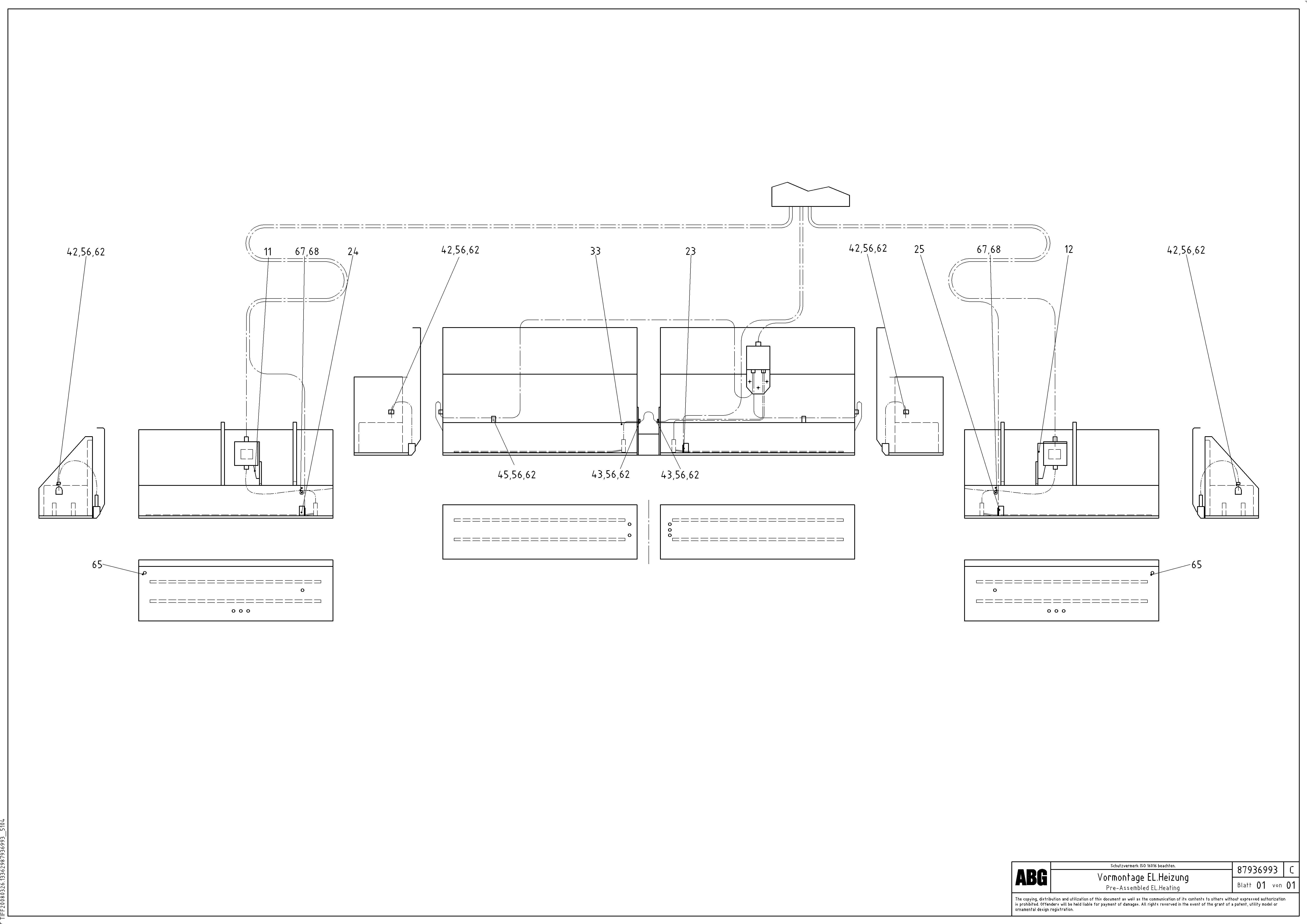 Схема запчастей Volvo ABG9820 - 64507 Pre-assembled El.-heating for basic and extandable screed VDT-V 89 ETC ATT. SCREEDS 3,0 - 9,0M ABG9820