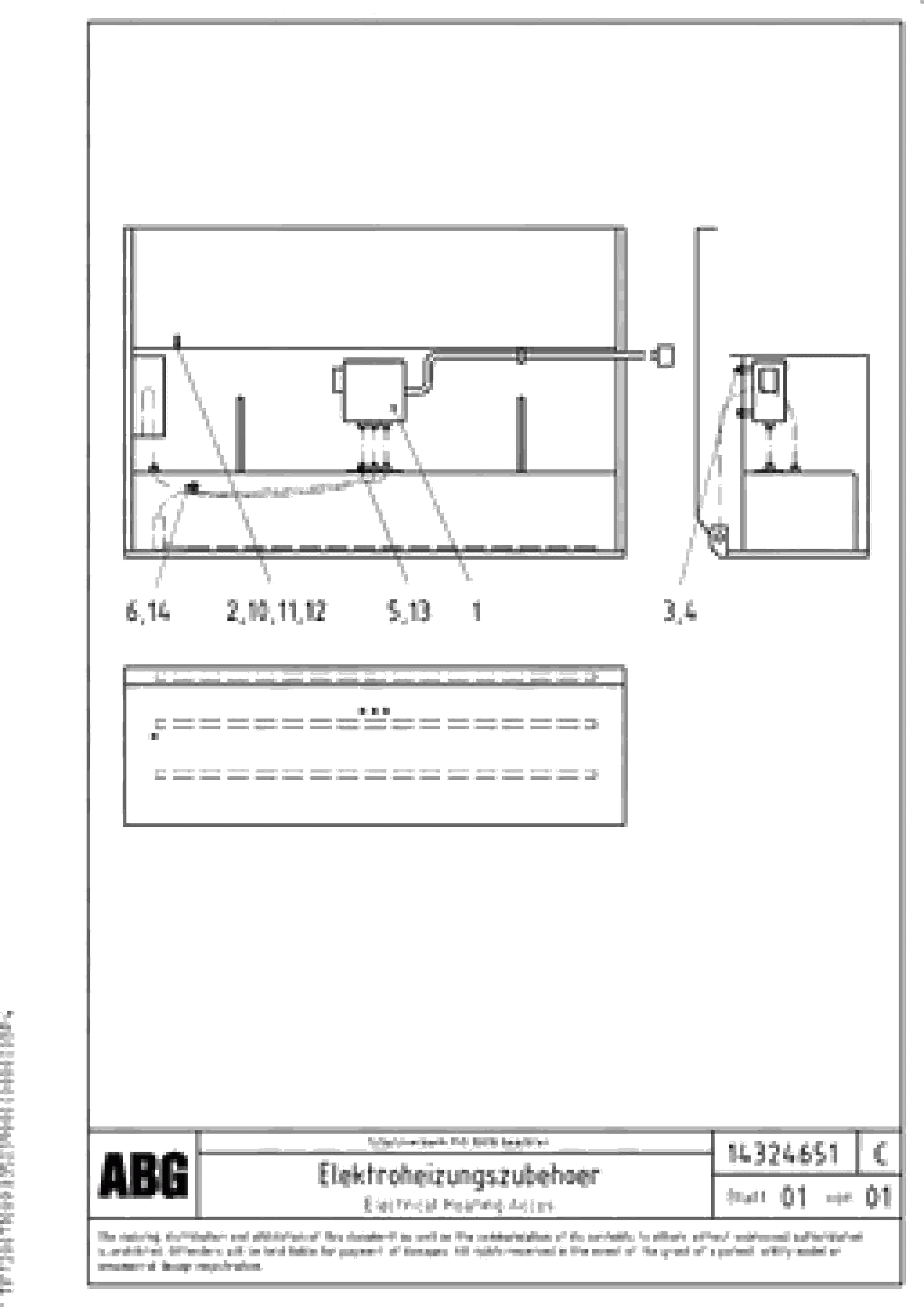 Схема запчастей Volvo ABG9820 - 64512 Electrical heating acces for extension VDT-V 89 ETC ATT. SCREEDS 3,0 - 9,0M ABG9820