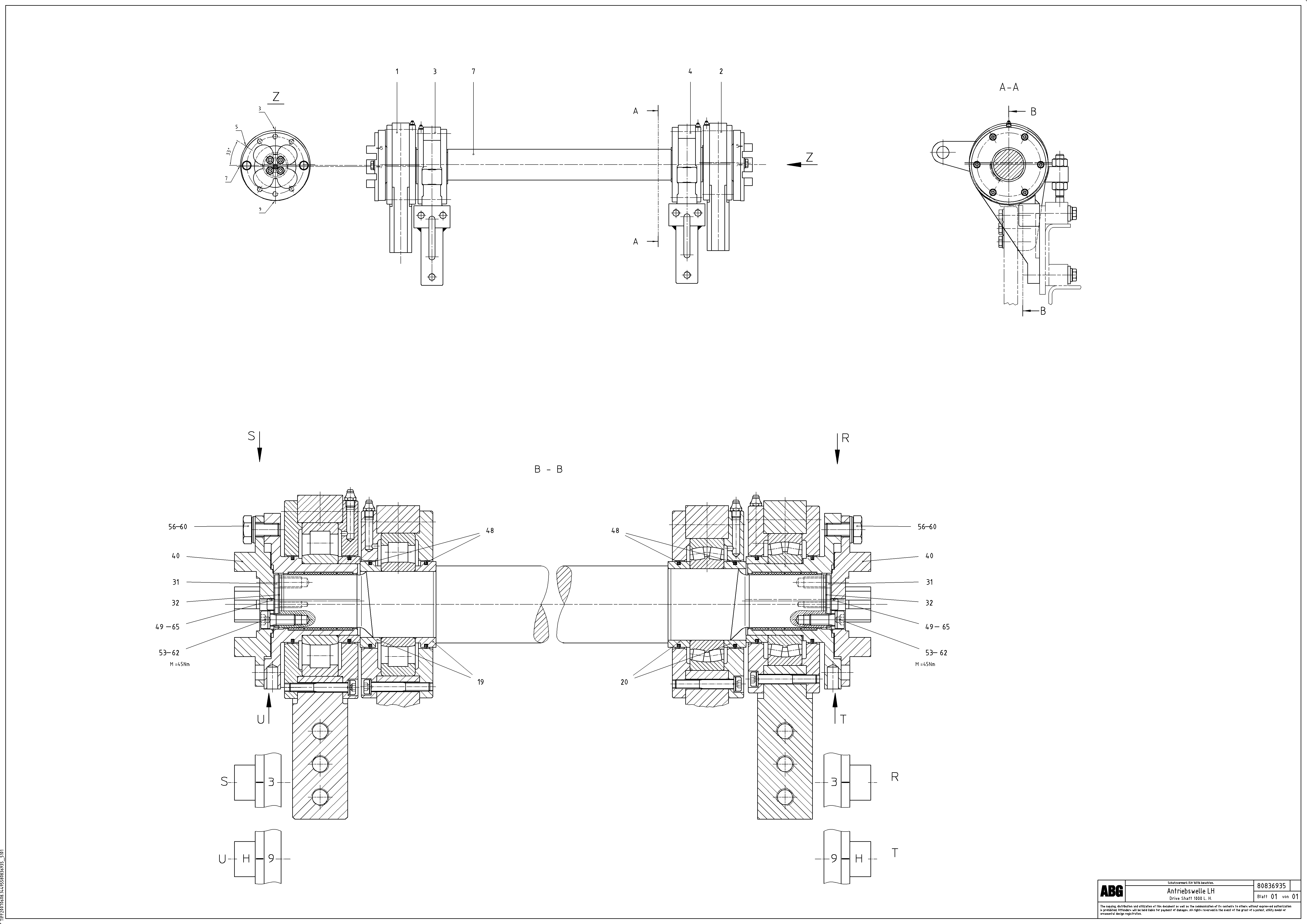 Схема запчастей Volvo ABG9820 - 62433 Drive shaft for extension MB 120 ATT. SCREEDS 3,0 -16,0M ABG9820