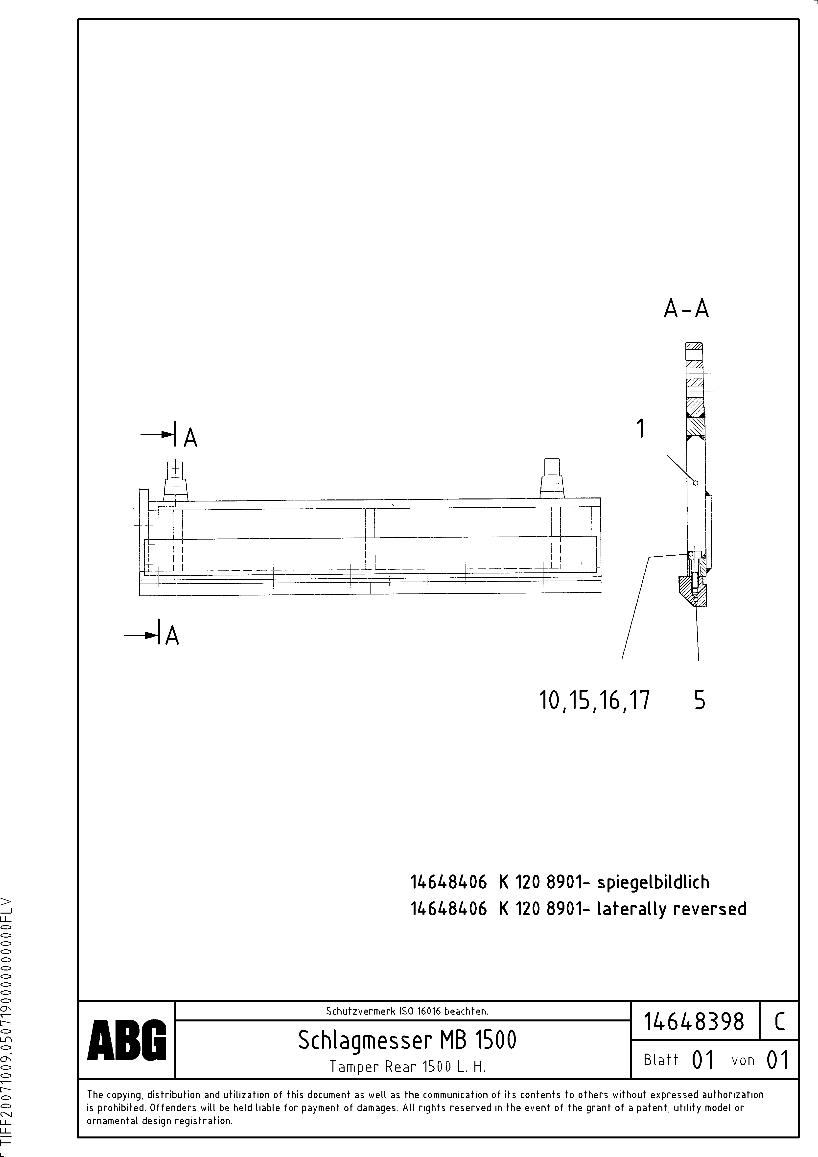 Схема запчастей Volvo ABG9820 - 62434 Tamper for extension MB 120 ATT. SCREEDS 3,0 -16,0M ABG9820