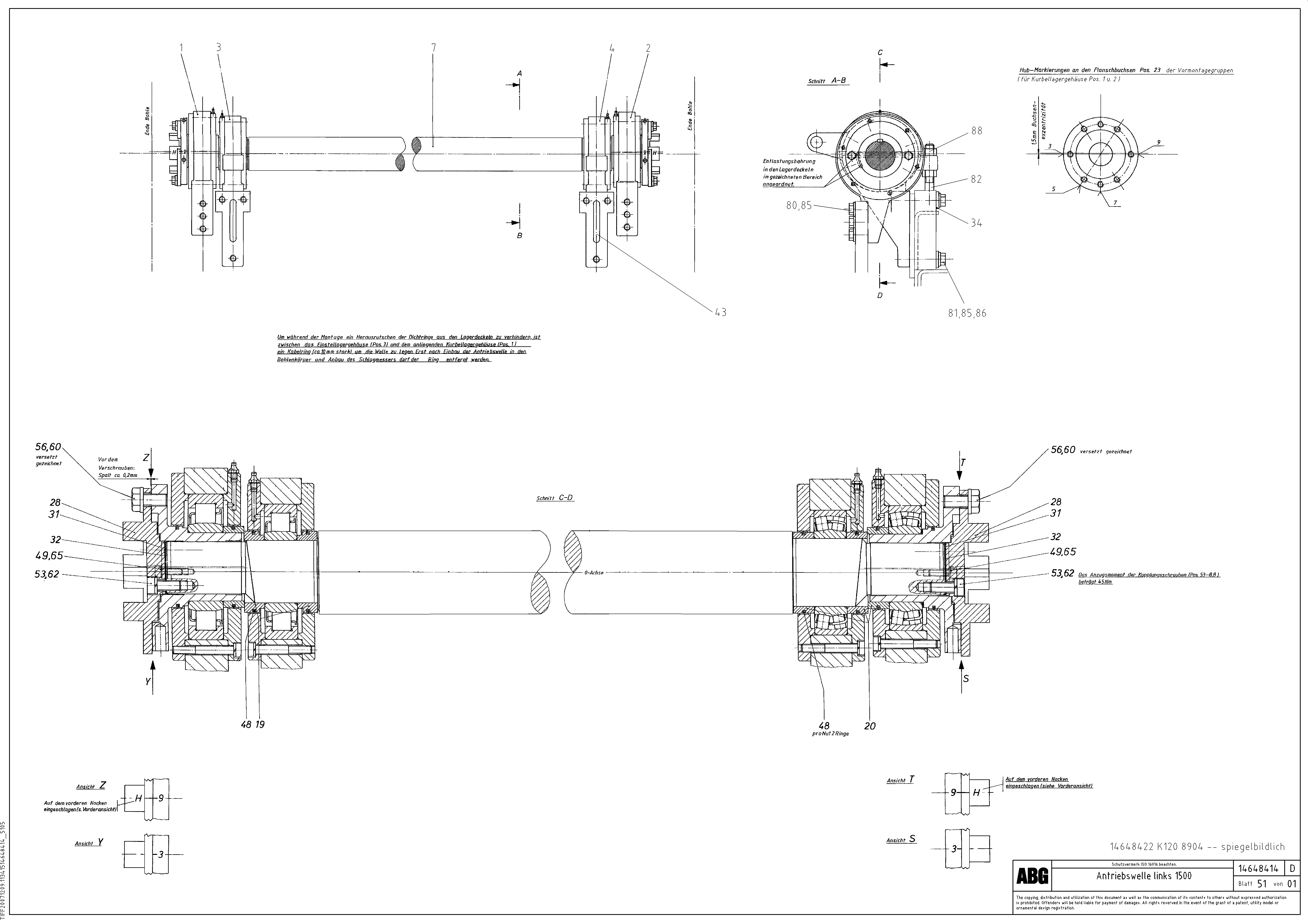 Схема запчастей Volvo ABG9820 - 62435 Drive shaft for extension MB 120 ATT. SCREEDS 3,0 -16,0M ABG9820
