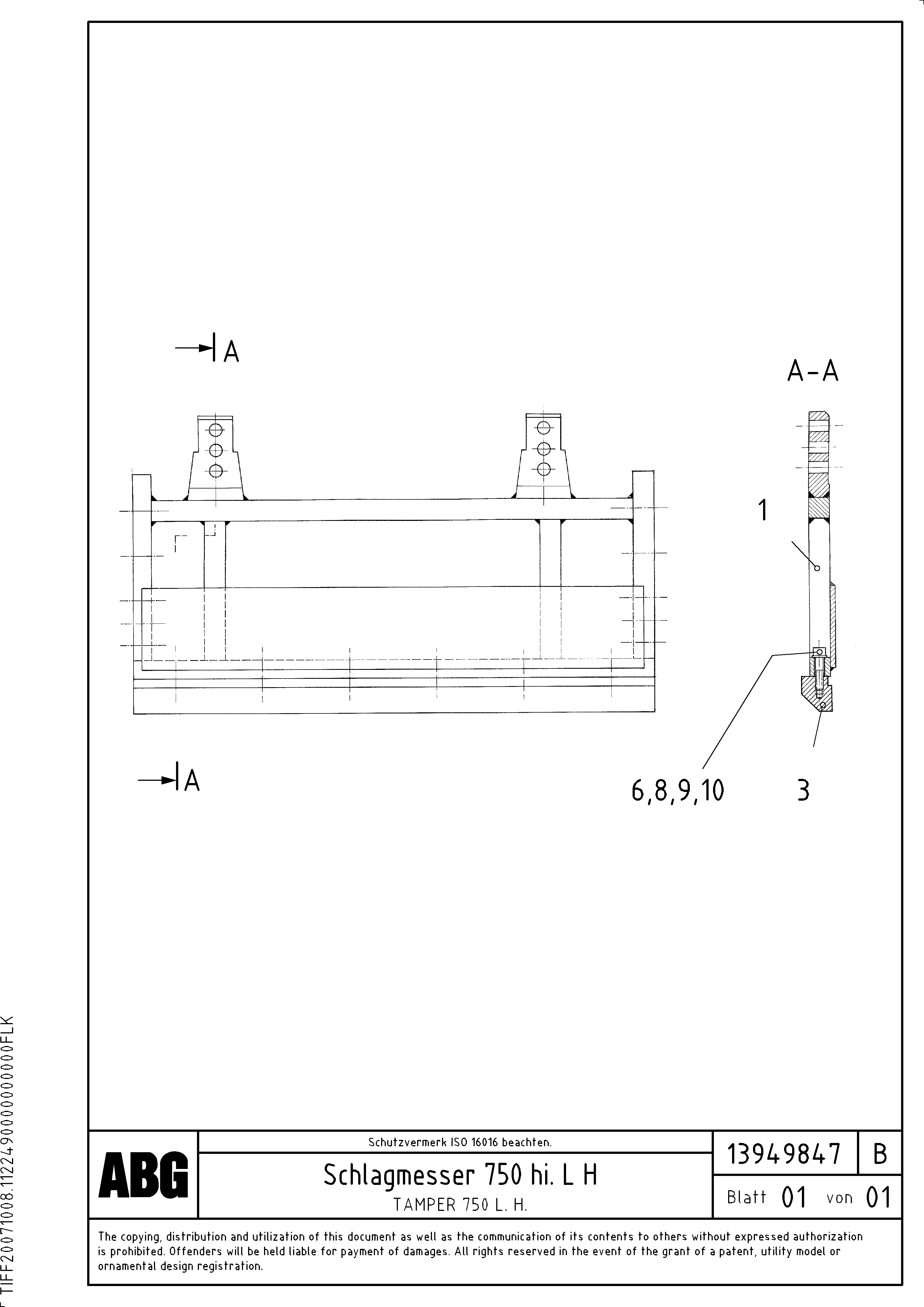 Схема запчастей Volvo ABG9820 - 62440 Tamper plate for extension MB 120 ATT. SCREEDS 3,0 -16,0M ABG9820