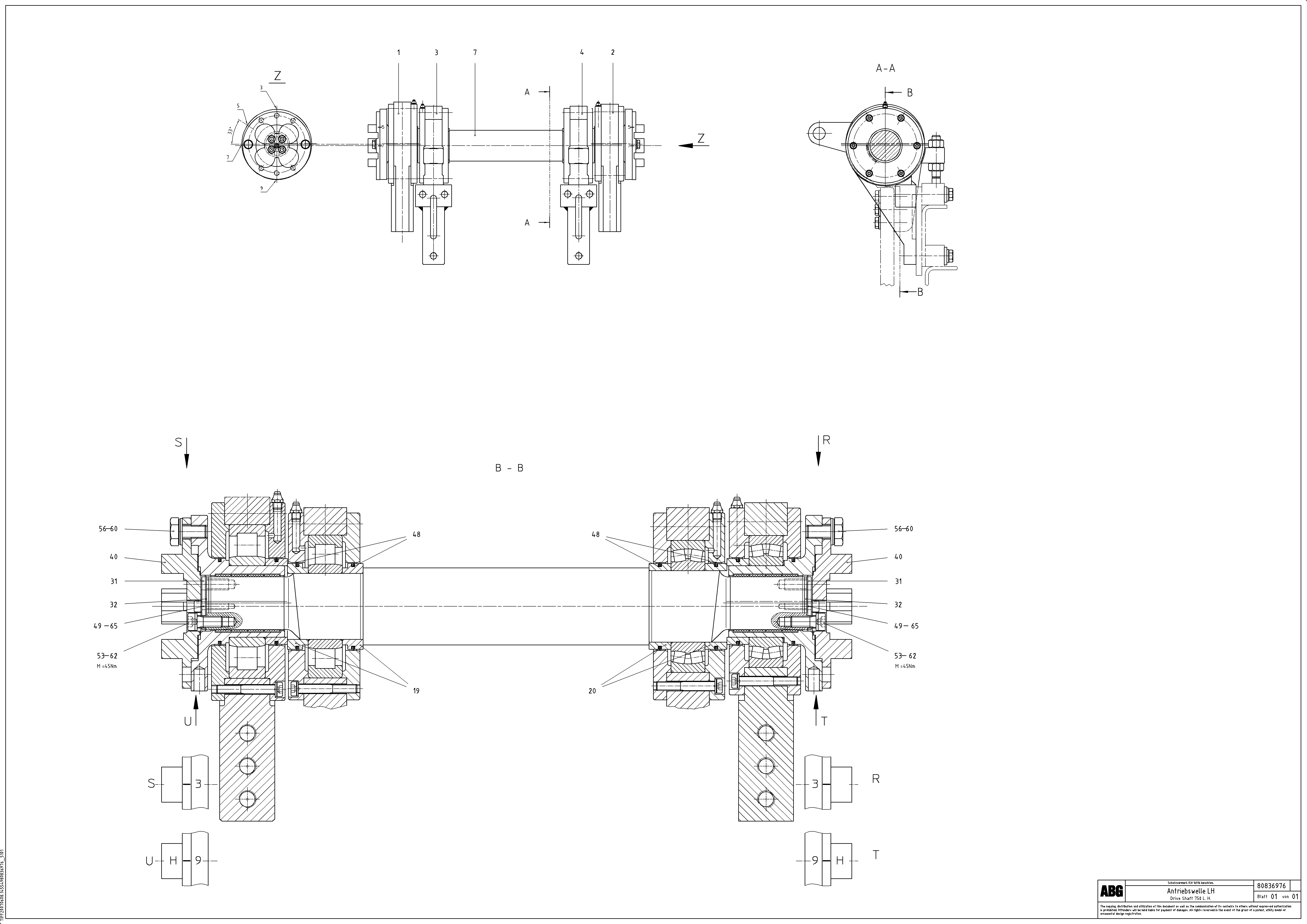 Схема запчастей Volvo ABG9820 - 62442 Drive shaft for extension MB 120 ATT. SCREEDS 3,0 -16,0M ABG9820