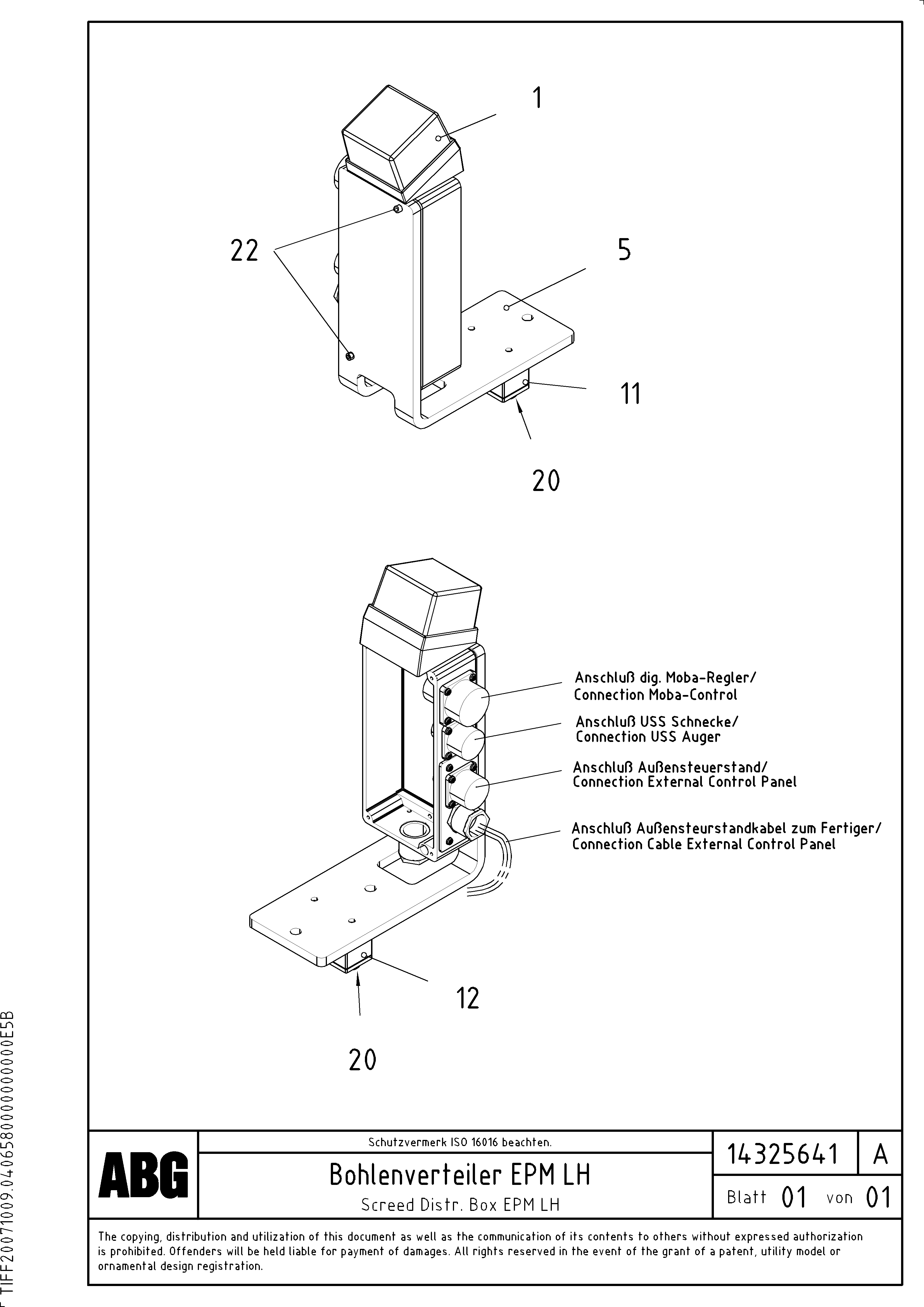 Схема запчастей Volvo ABG9820 - 62827 Distribution box on screed for EPM (Electronic Paver Management) VDT-V 89 ETC ATT. SCREEDS 3,0 - 9,0M ABG9820