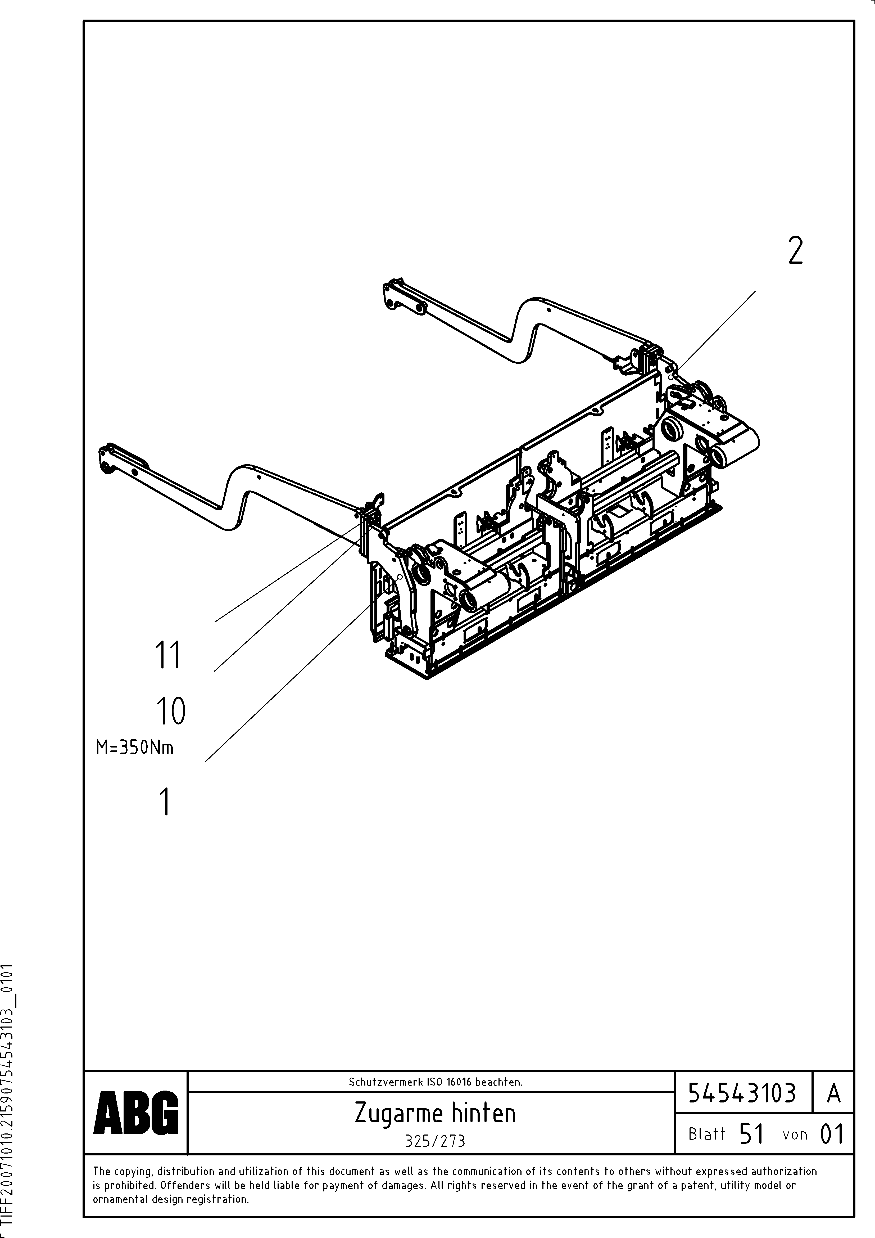 Схема запчастей Volvo ABG9820 - 80329 Towing arms rear VDT-V 88 ETC SCREEDS 3,0 - 9,0M ABG9820