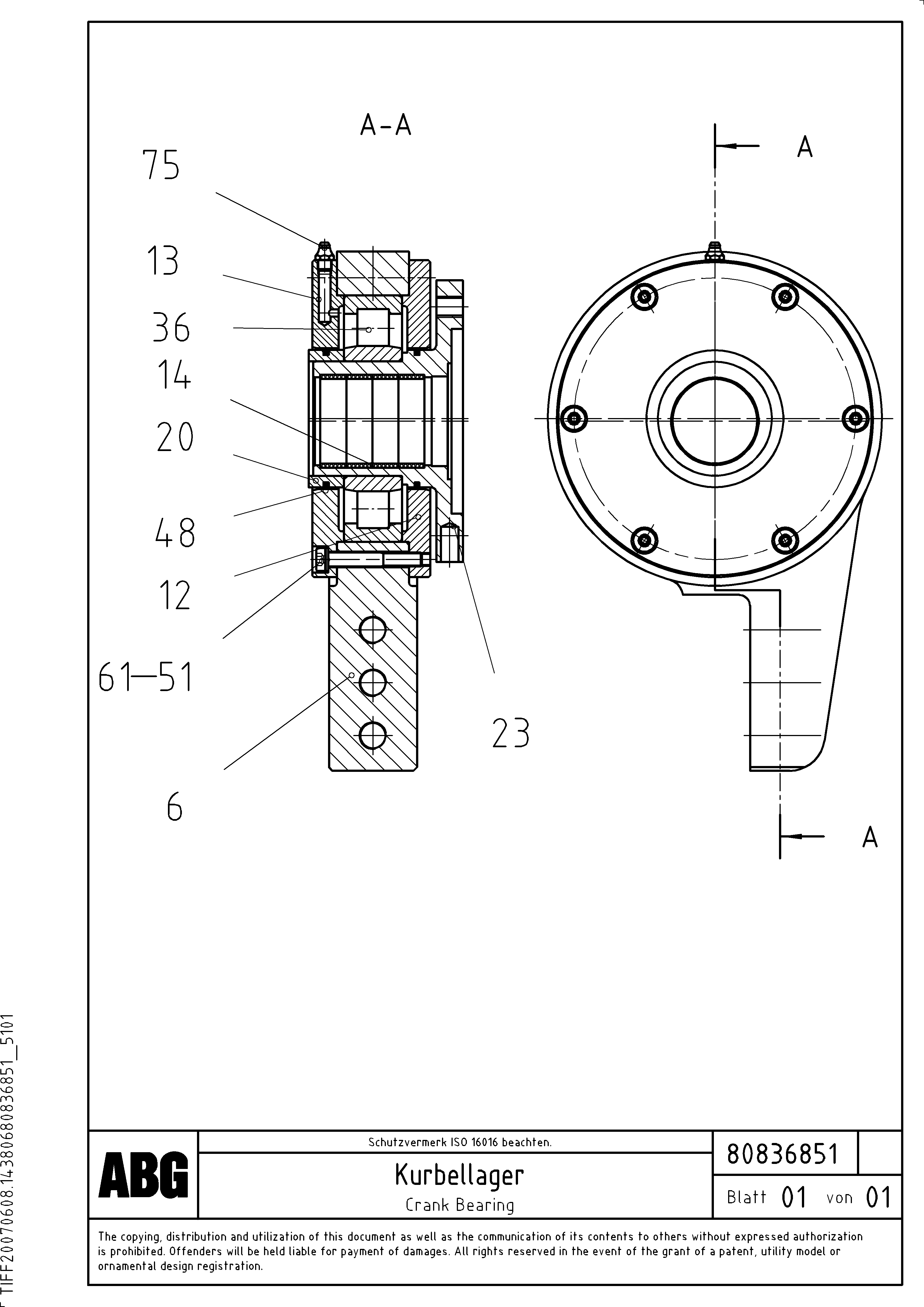 Схема запчастей Volvo ABG9820 - 65129 Crank bearing for basic screed MB 120 VARIO ATT. SCREEDS 5,0 -12,5M ABG9820