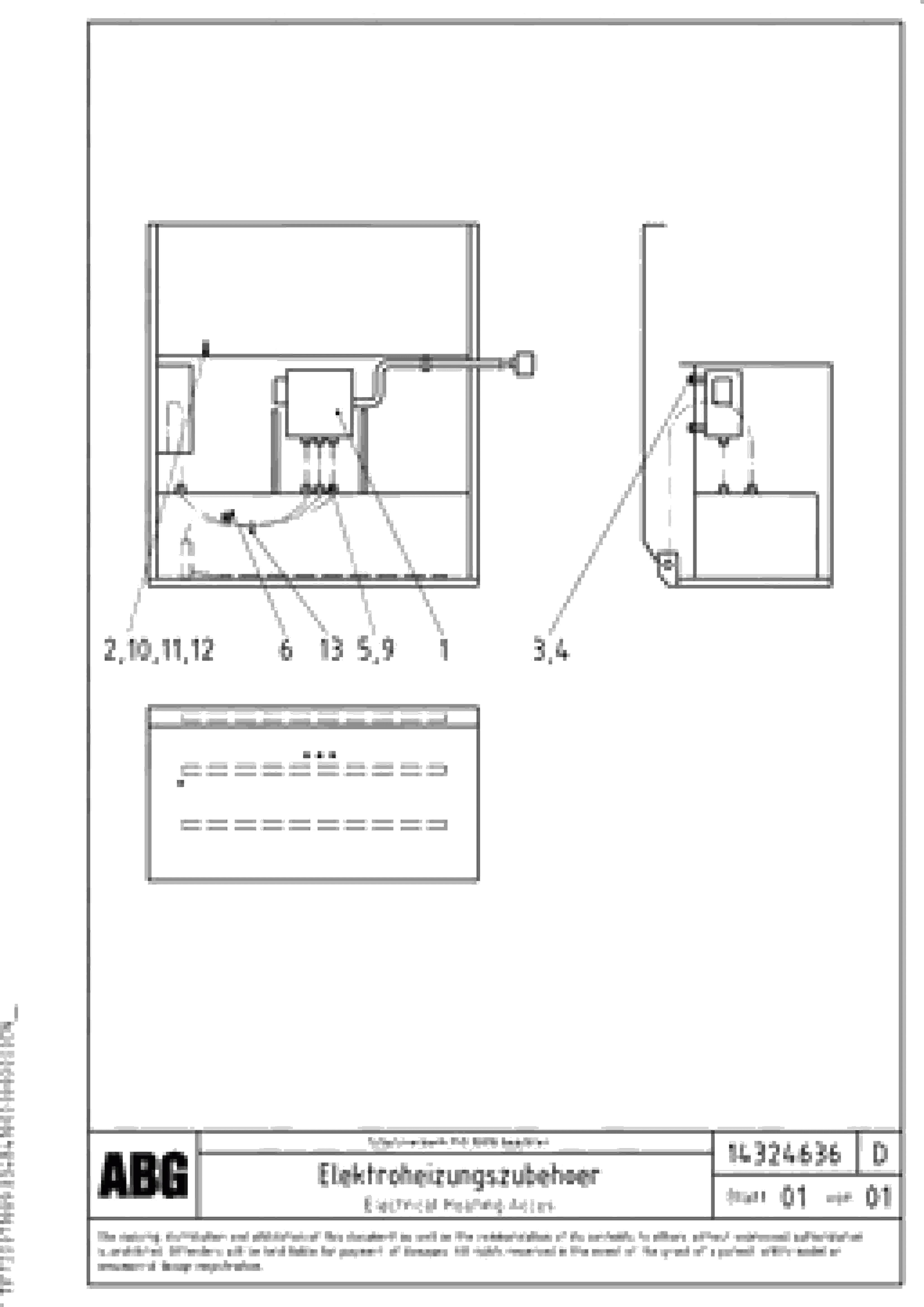 Схема запчастей Volvo ABG9820 - 75895 Electrical heating acces for extension VB 88 ETC ATT. SCREED 3,0 - 9,0 M ABG9820