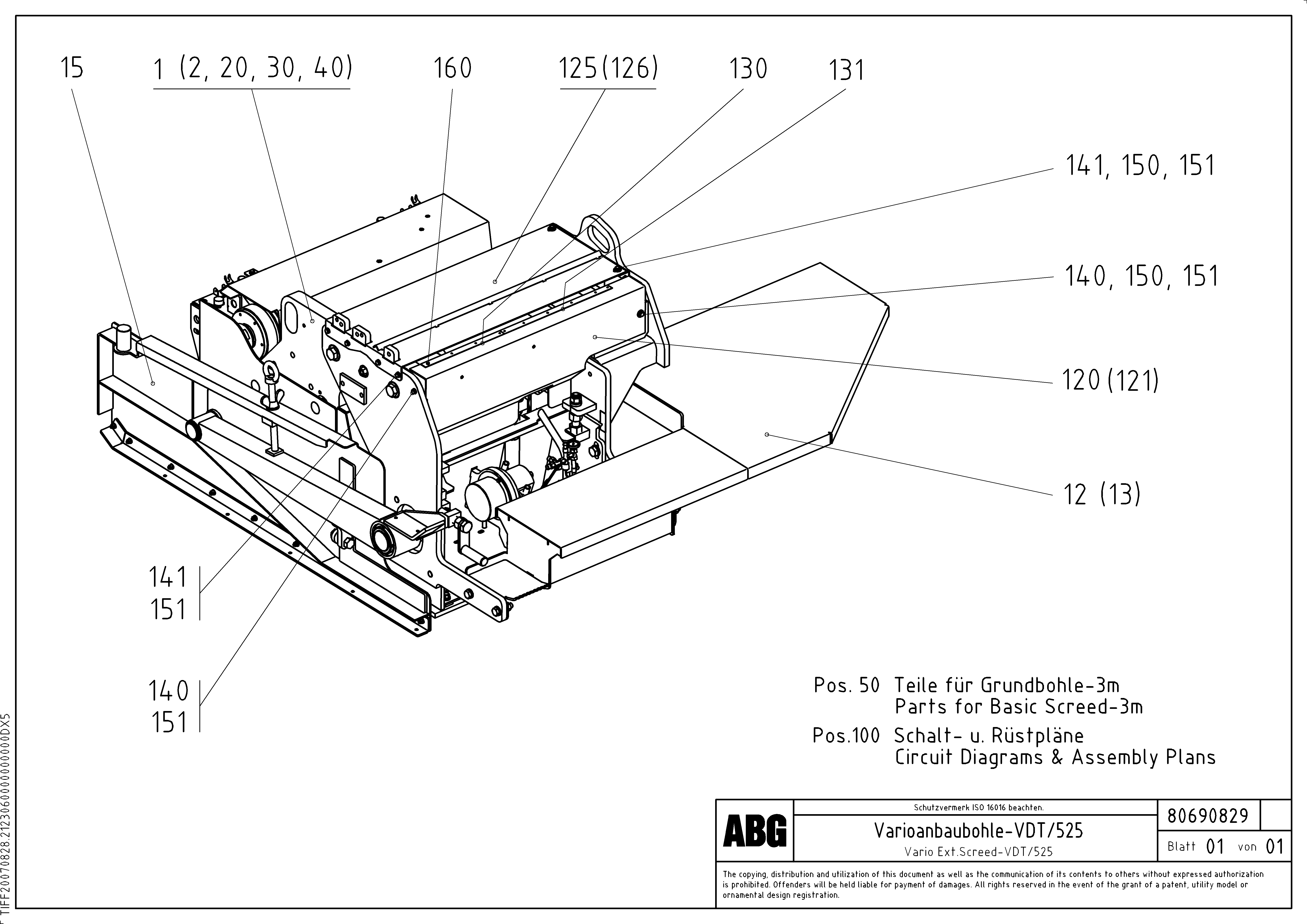 Схема запчастей Volvo ABG9820 - 70231 Extendable screed VDT 120 VARIO ATT. SCREEDS 5,0 -12,5M ABG9820