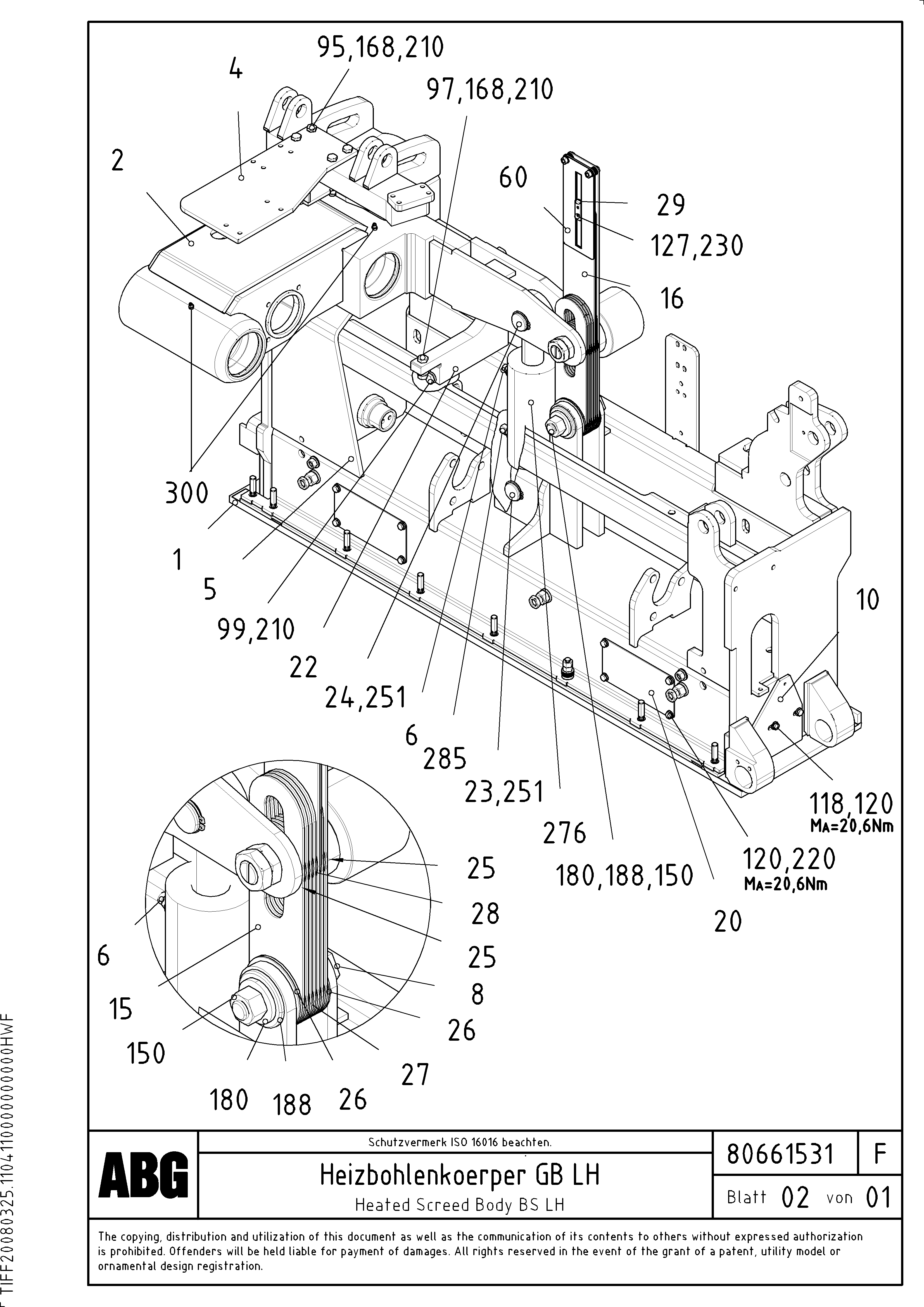 Схема запчастей Volvo ABG9820 - 65813 Heated screed body basic screed VDT-V 89 ETC ATT. SCREEDS 3,0 - 9,0M ABG9820