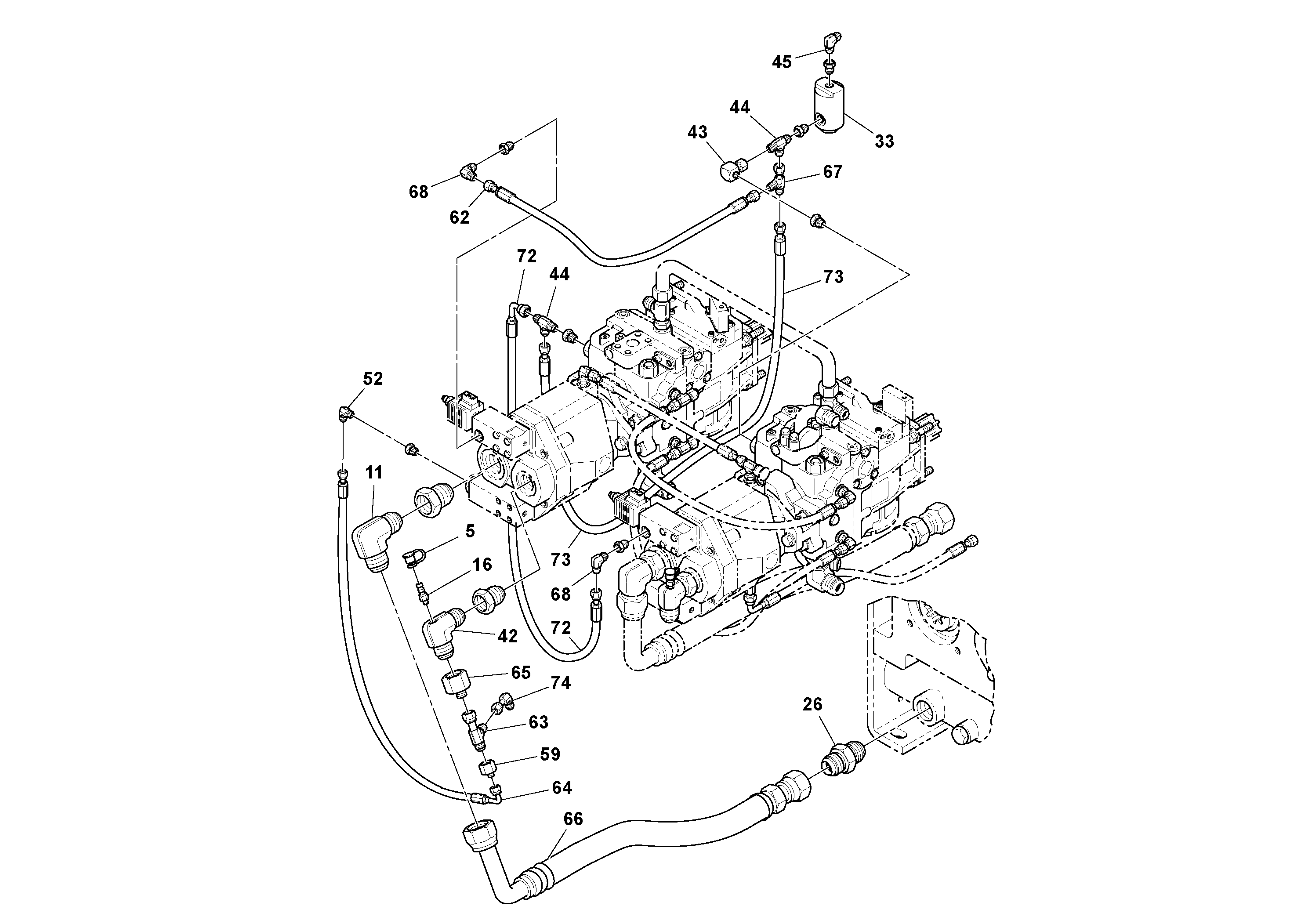 Схема запчастей Volvo PF4410 - 100859 Pump Drive Box With Optional Generator Pump PF4410 S/N 197449-