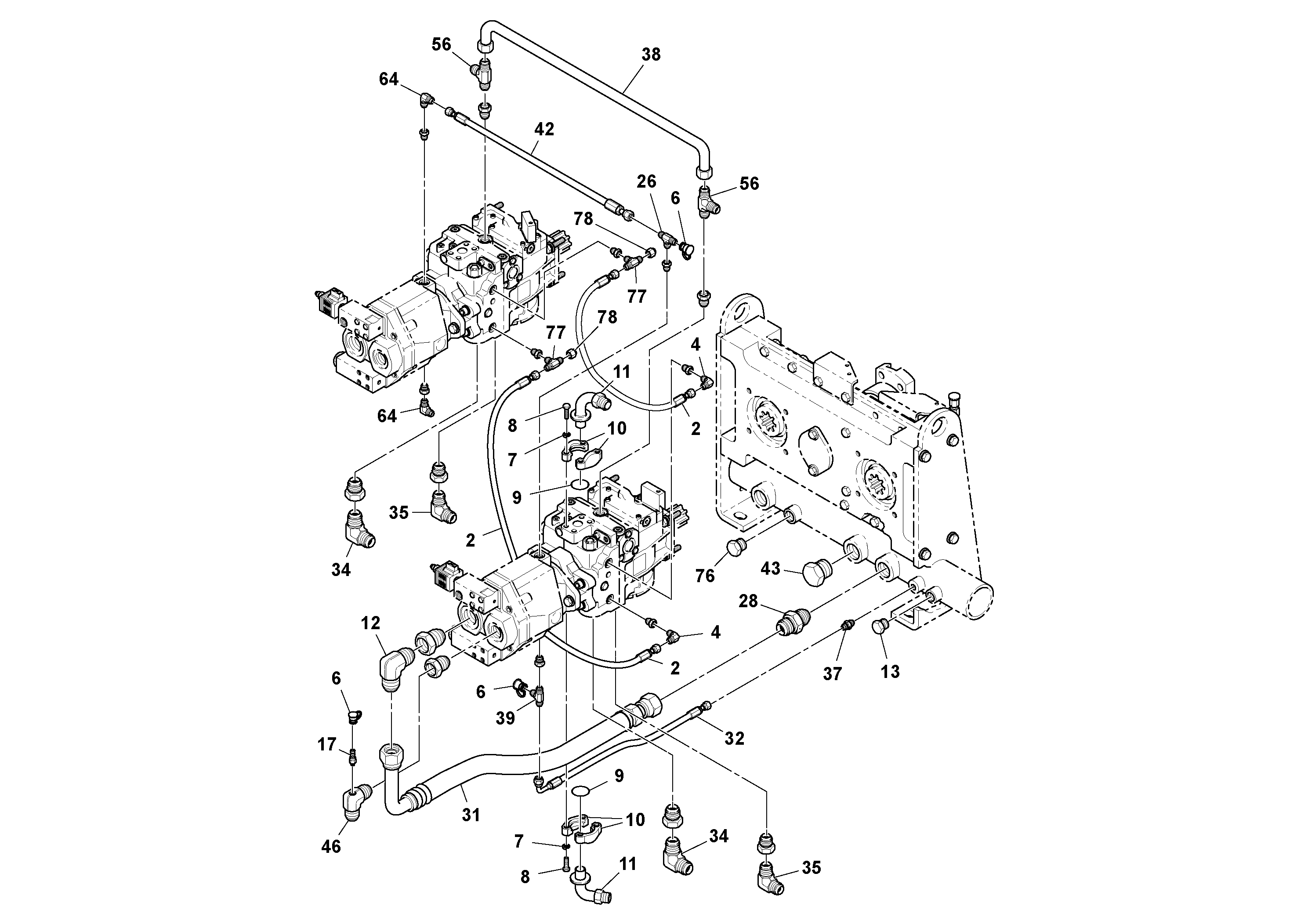 Схема запчастей Volvo PF4410 - 92996 Pump Drive Box With Optional Generator Pump PF4410 S/N 197449-