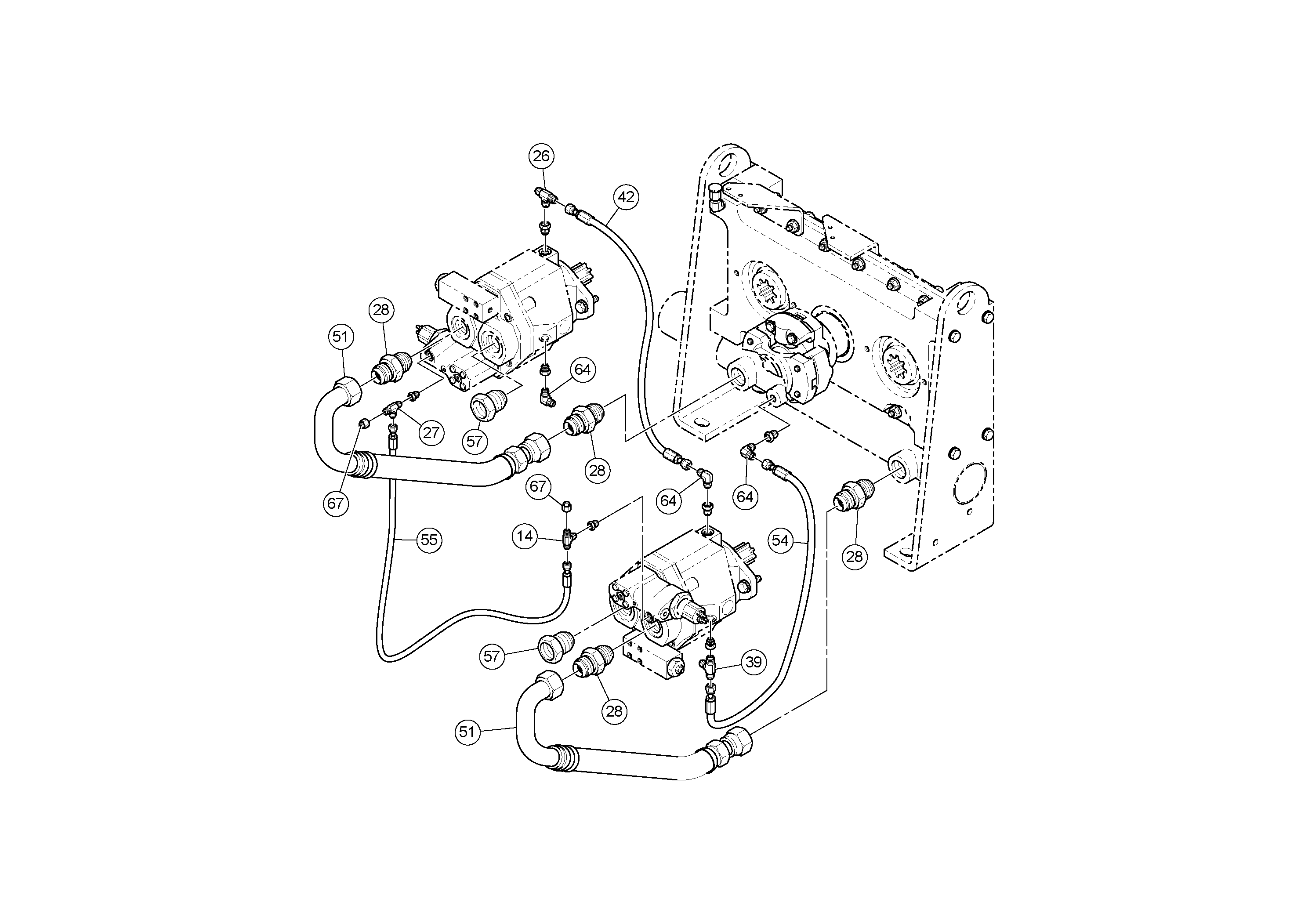 Схема запчастей Volvo PF4410 - 93712 Pump Drive Box PF4410 S/N 197449-