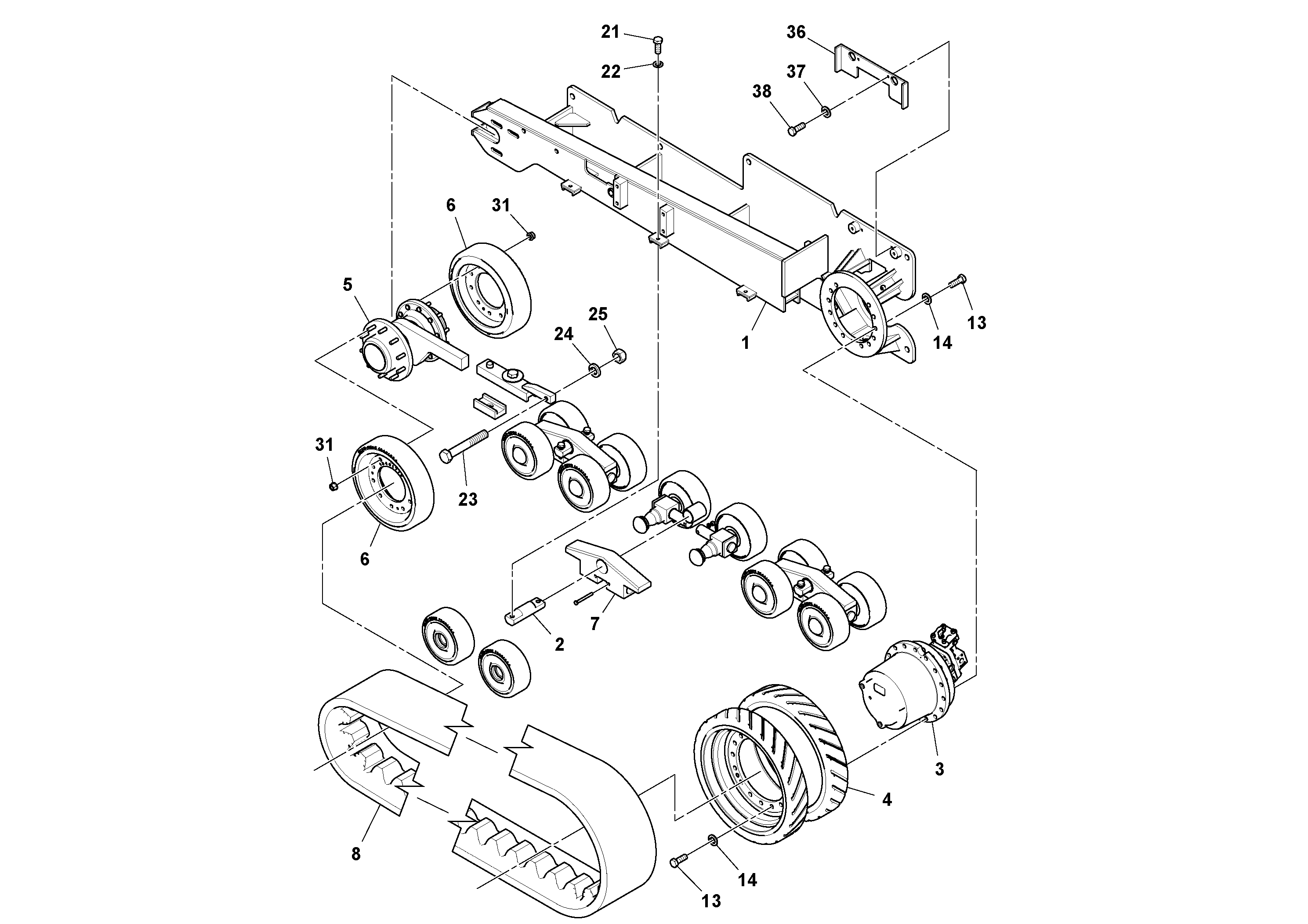 Схема запчастей Volvo PF4410 - 91807 Track Frame Assembly PF4410 S/N 197449-