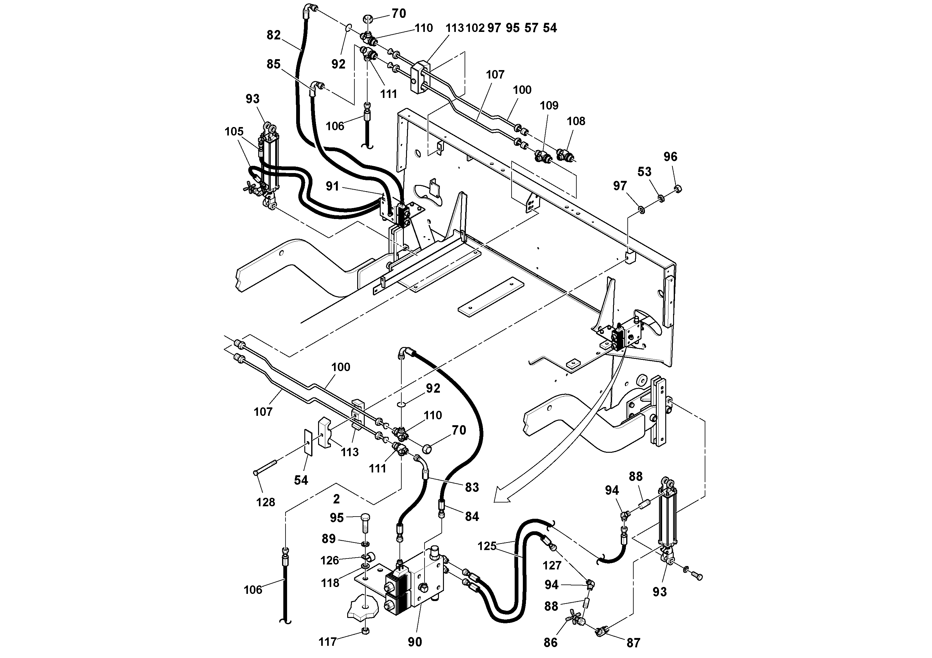 Схема запчастей Volvo PF4410 - 96183 General Purpose Hydraulic System PF4410 S/N 197449-