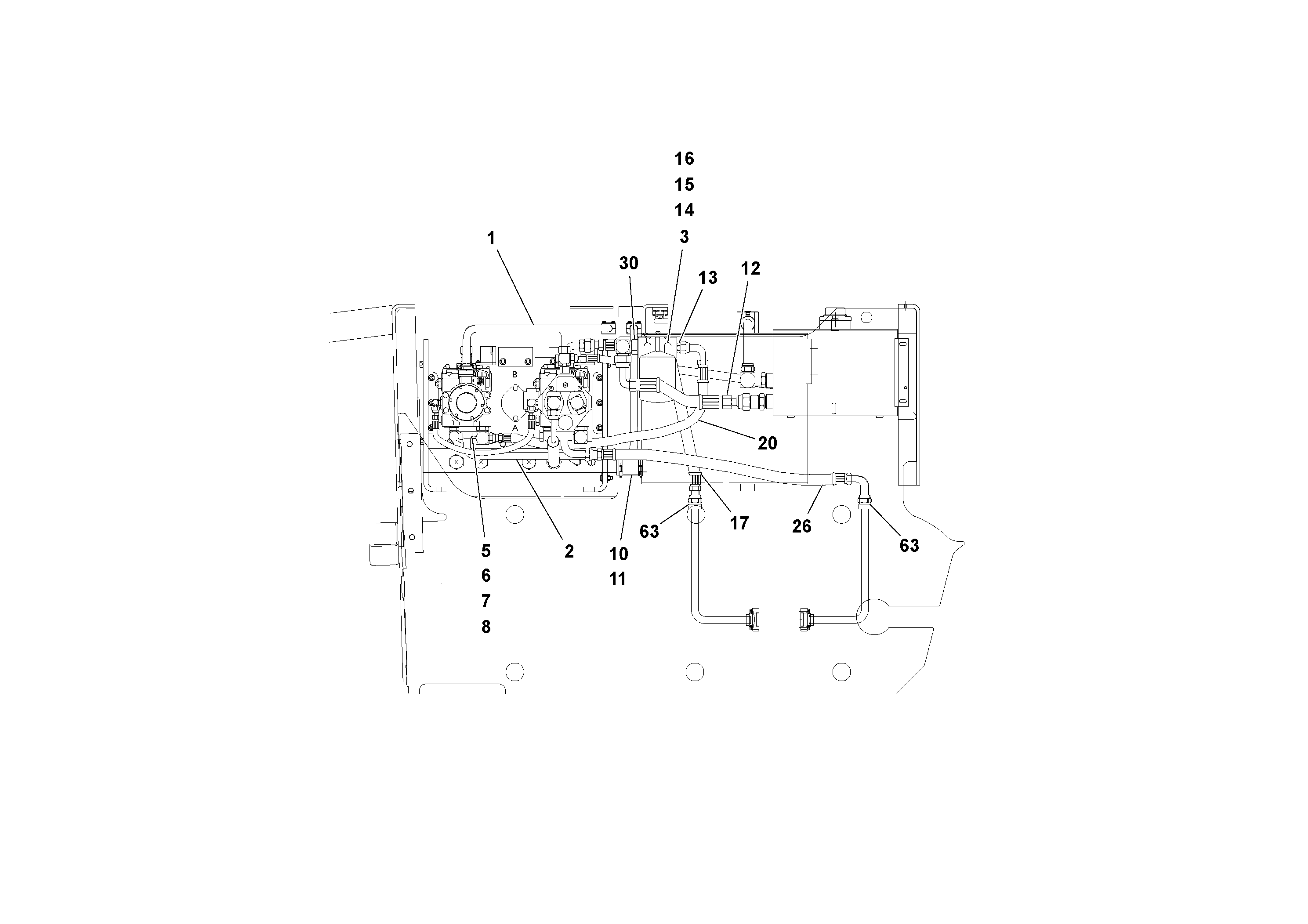 Схема запчастей Volvo PF4410 - 91833 Traction Hydraulic System PF4410 S/N 197449-