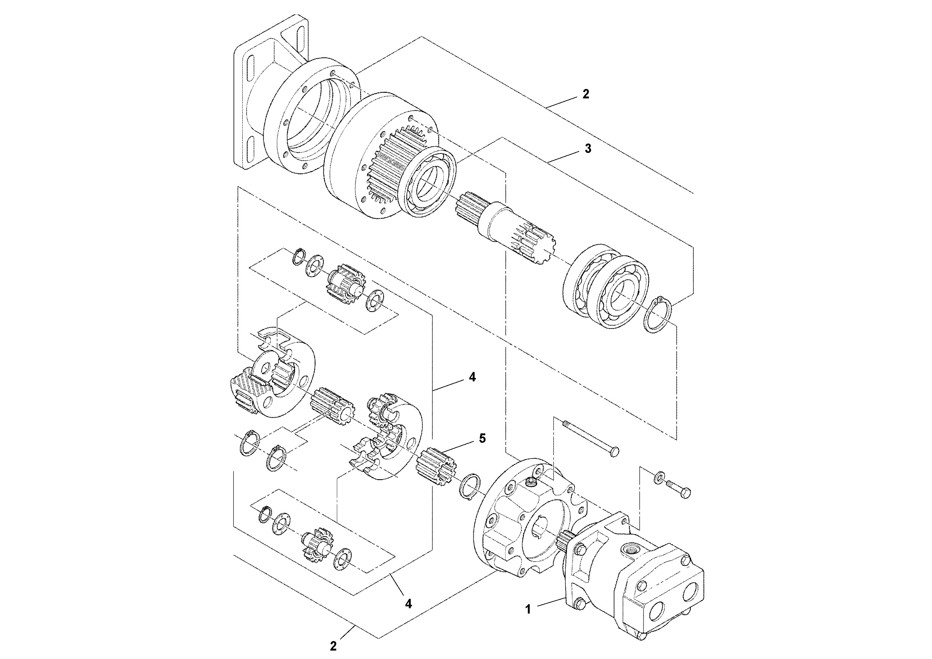 Схема запчастей Volvo PF4410 - 100013 Auger/conveyor Planetary Drive PF4410 S/N 197449-