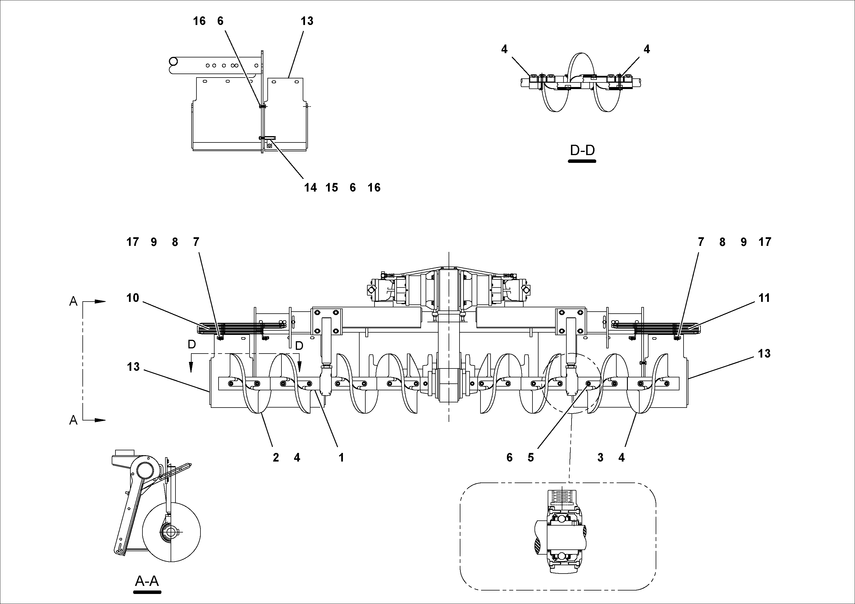 Схема запчастей Volvo PF4410 - 92368 Auger and Tunnel/guard Extension Arrangements PF4410 S/N 197449-