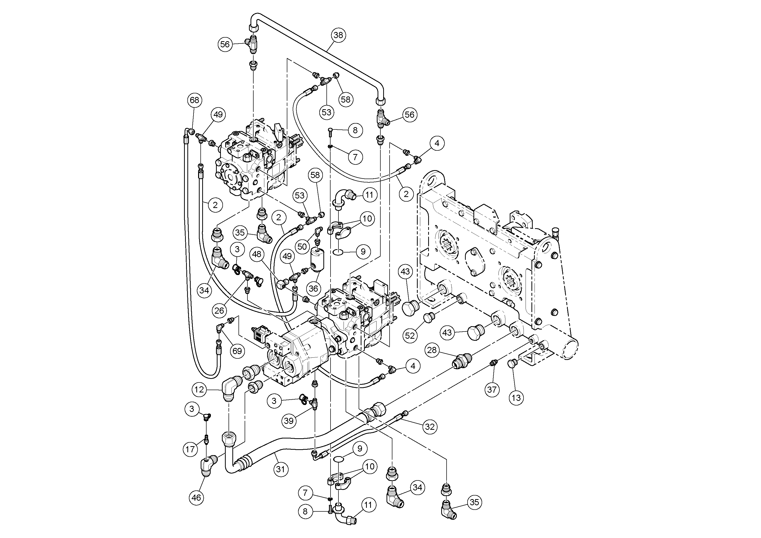 Схема запчастей Volvo PF4410 - 72964 Pump Drive Box Assembly PF4410 S/N 375009-