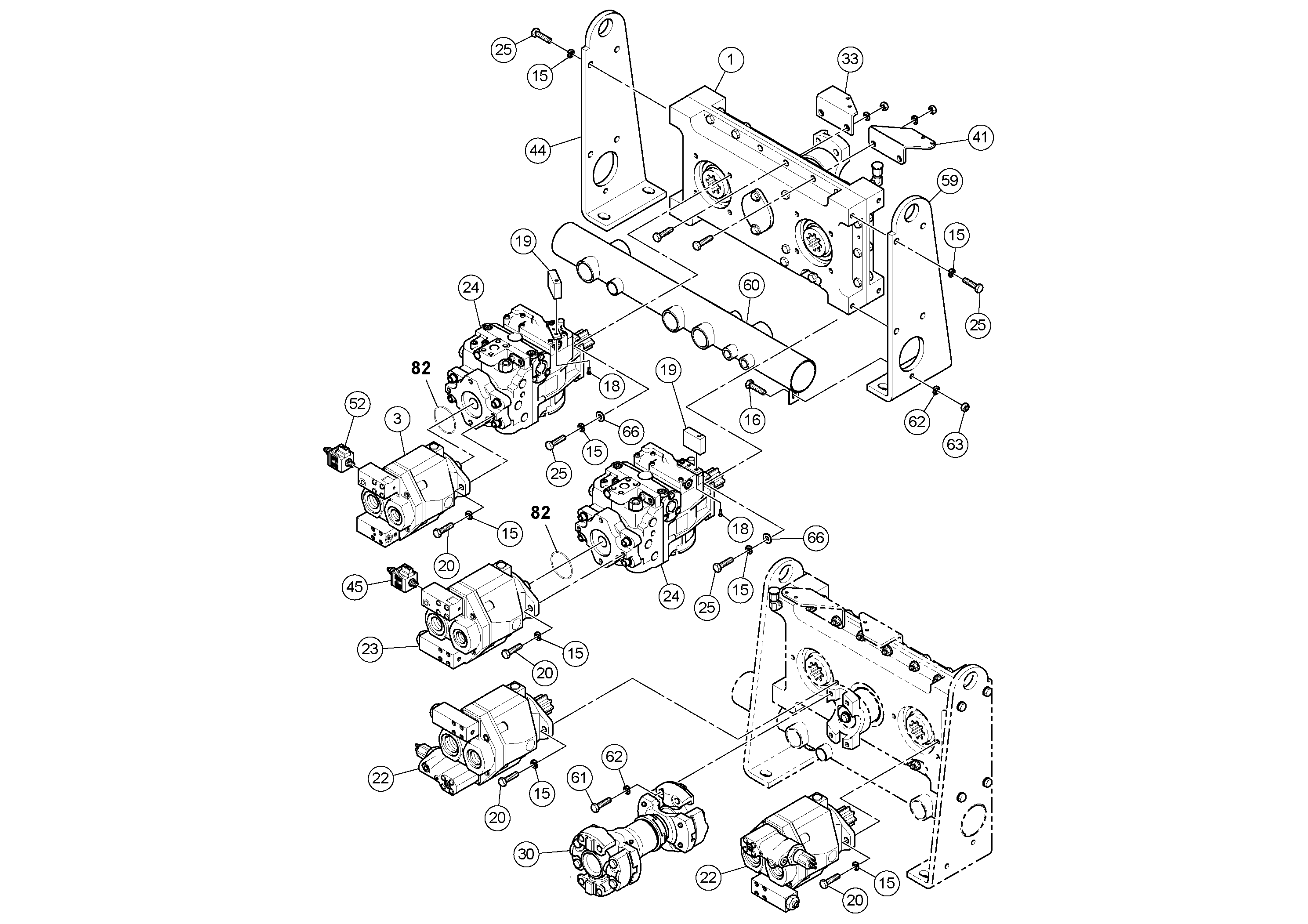 Схема запчастей Volvo PF4410 - 78724 Pump Drive Box Assembly PF4410 S/N 375009-