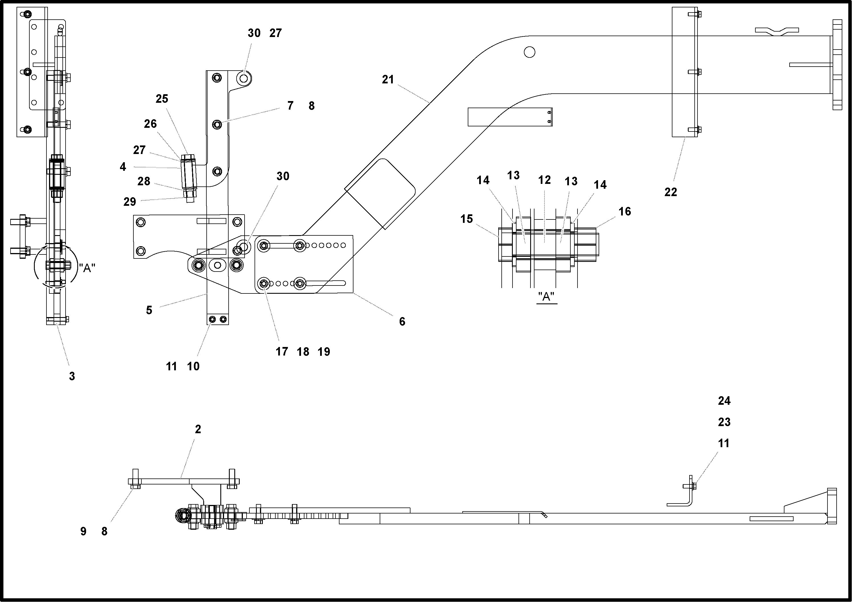 Схема запчастей Volvo PF4410 - 74681 Side Arm Arrangement PF4410 S/N 375009-