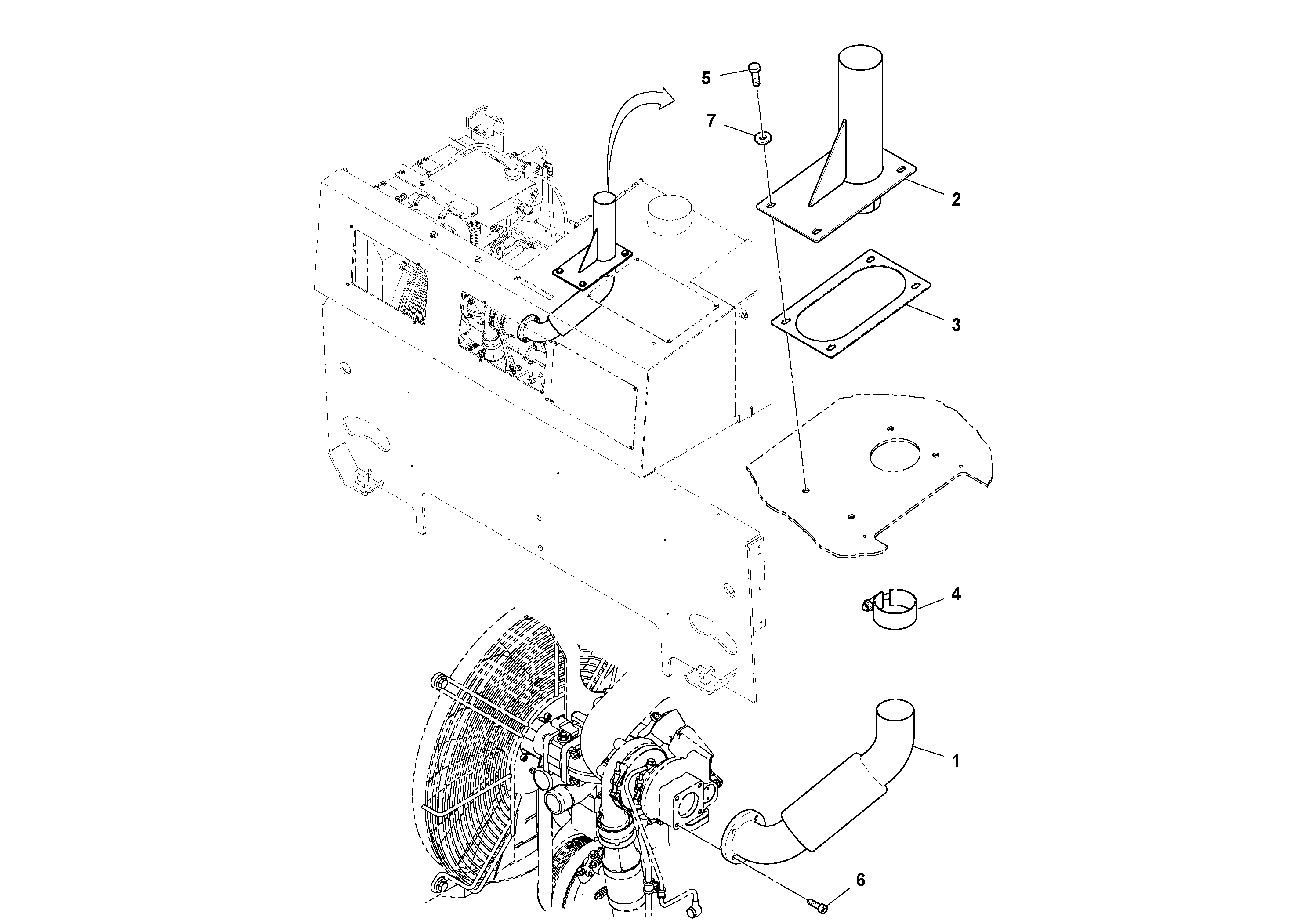 Схема запчастей Volvo PF4410 - 76754 Exhaust Installation PF4410 S/N 375009-