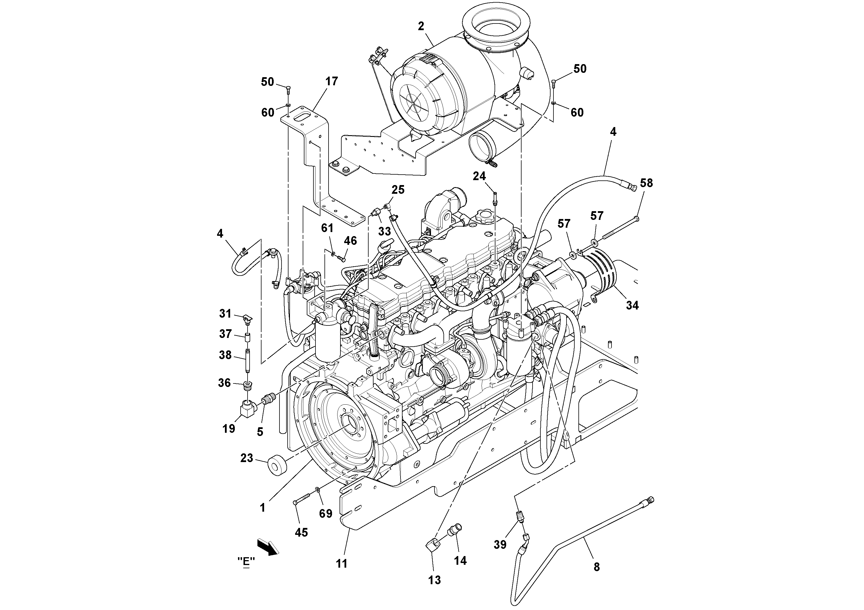 Схема запчастей Volvo PF6110 - 50582 Двигатель в сборе PF6110 S/N 197474 -