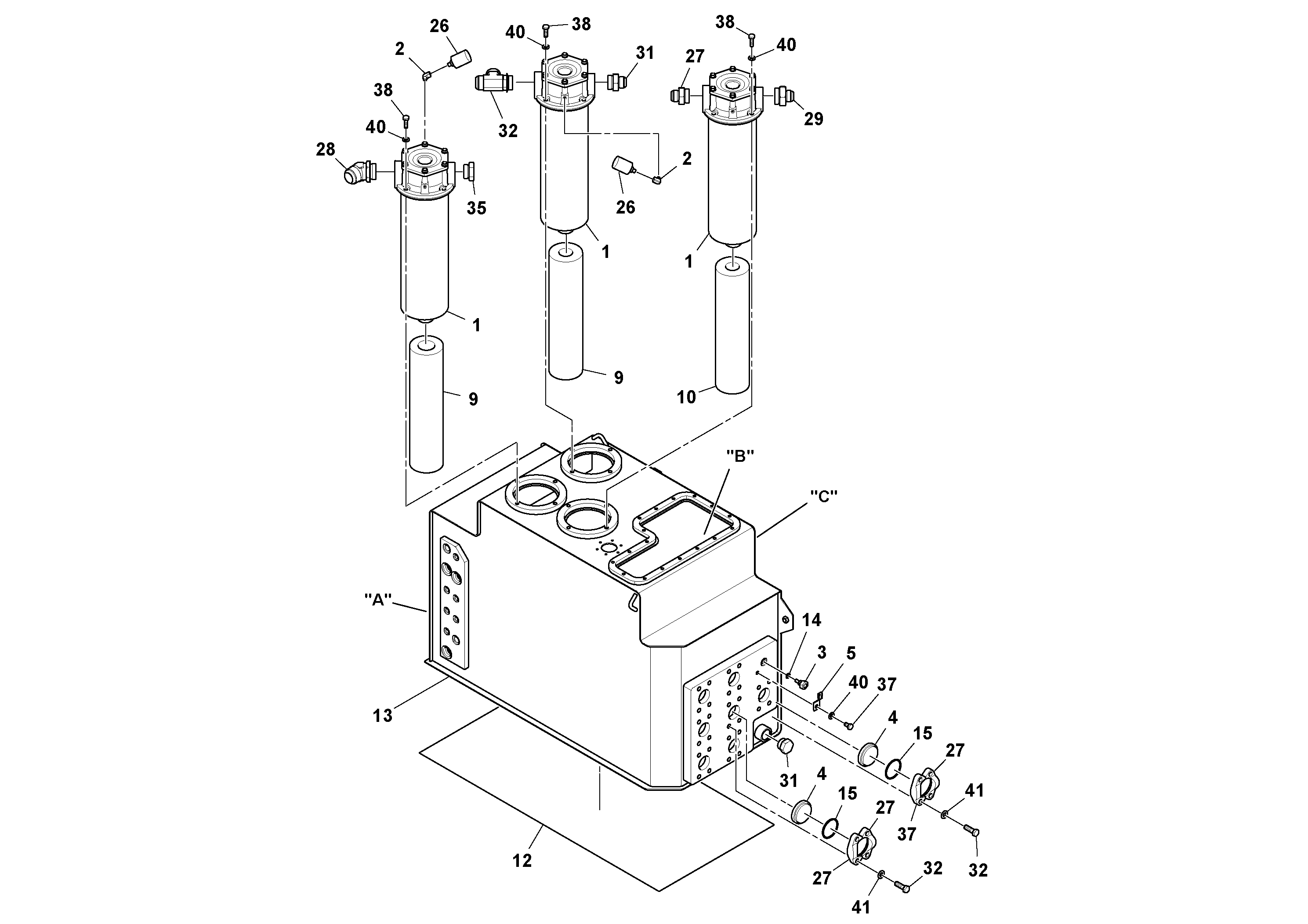 Схема запчастей Volvo PF6110 - 106716 Hydraulic Tank Assembly PF6110 S/N 197474 -