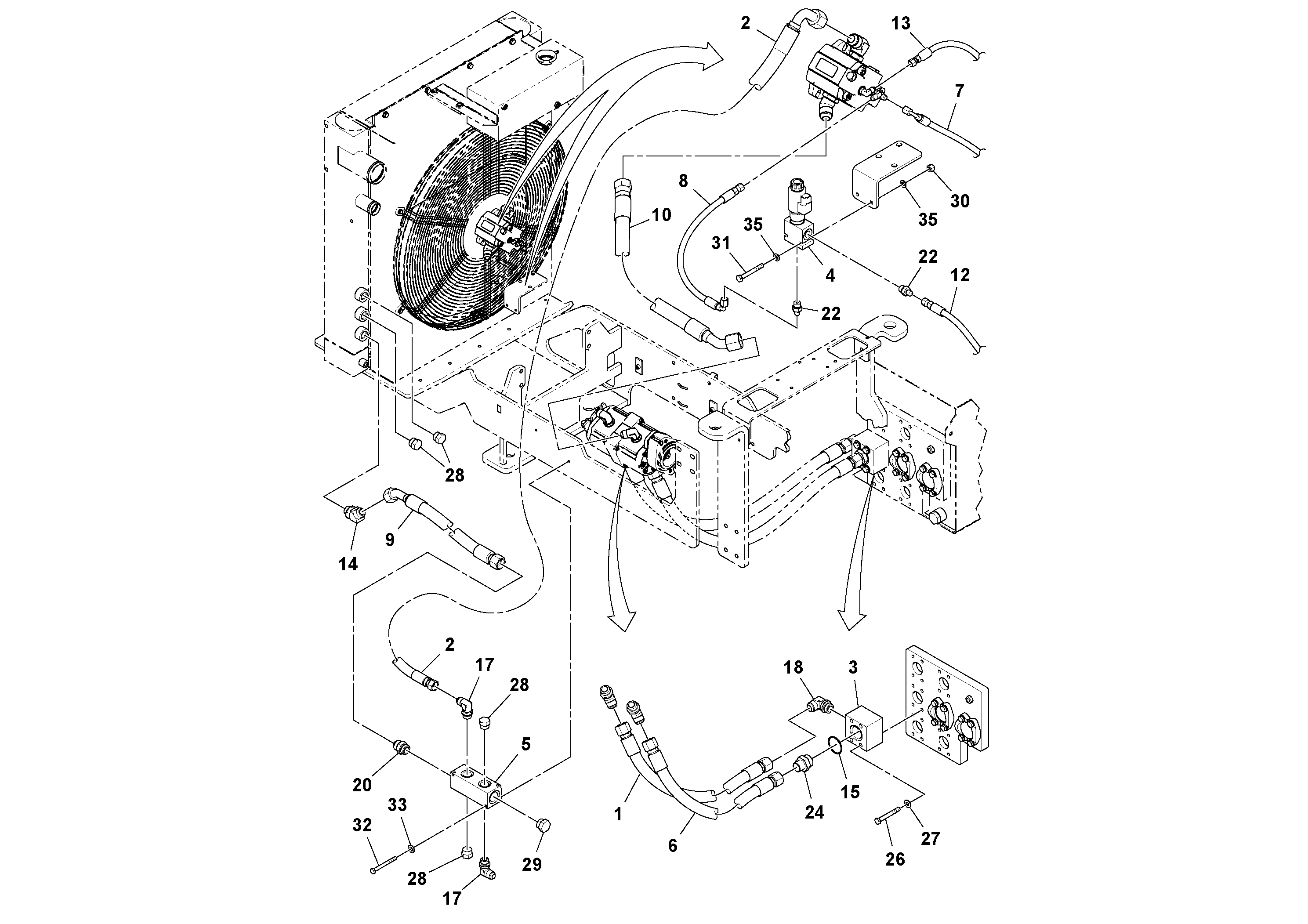Схема запчастей Volvo PF6110 - 46684 Hydraulic Cooler Installation PF6110 S/N 197474 -