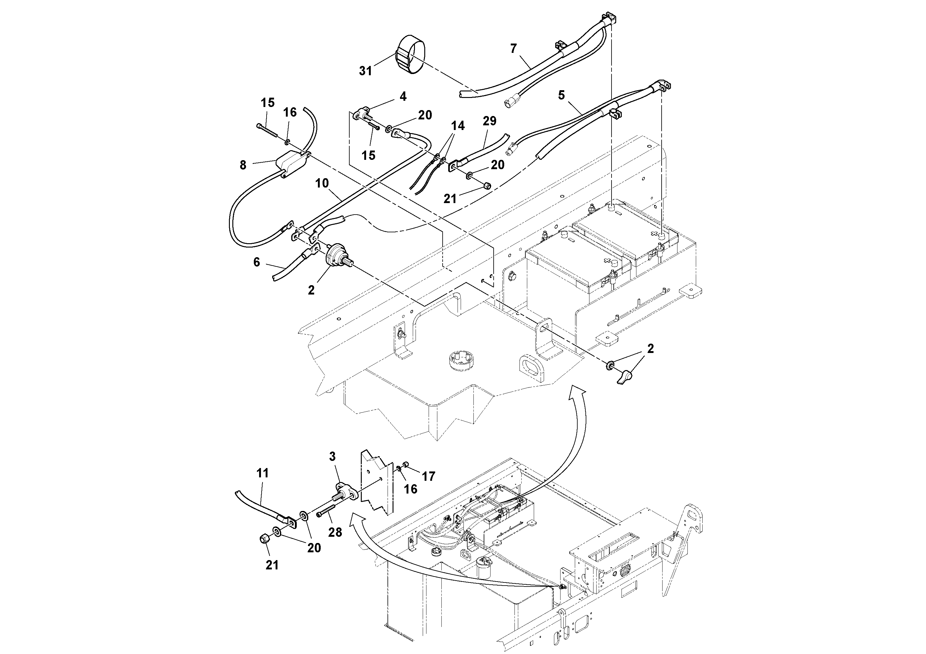 Схема запчастей Volvo PF6110 - 4365 Battery and Cable Installation PF6110 S/N 197474 -