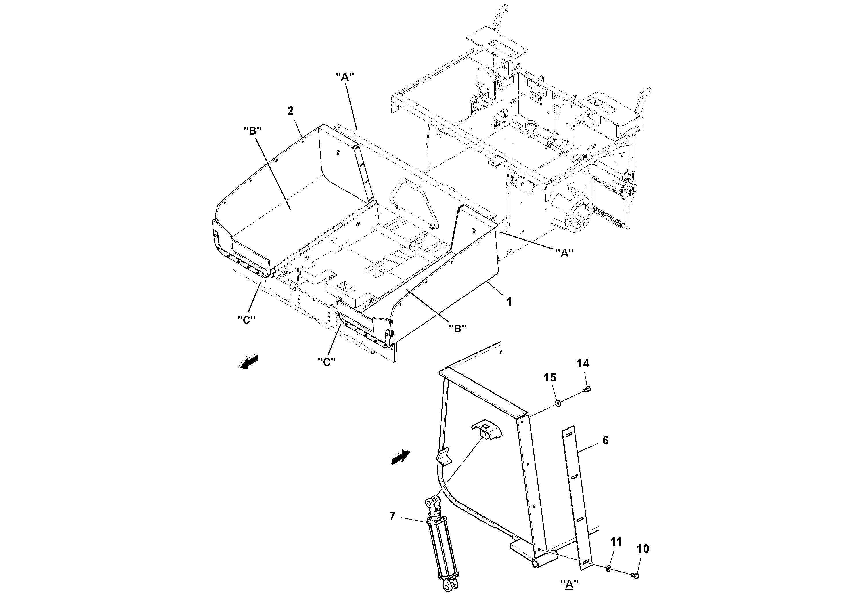 Схема запчастей Volvo PF6110 - 100058 Hopper Installation PF6110 S/N 197474 -