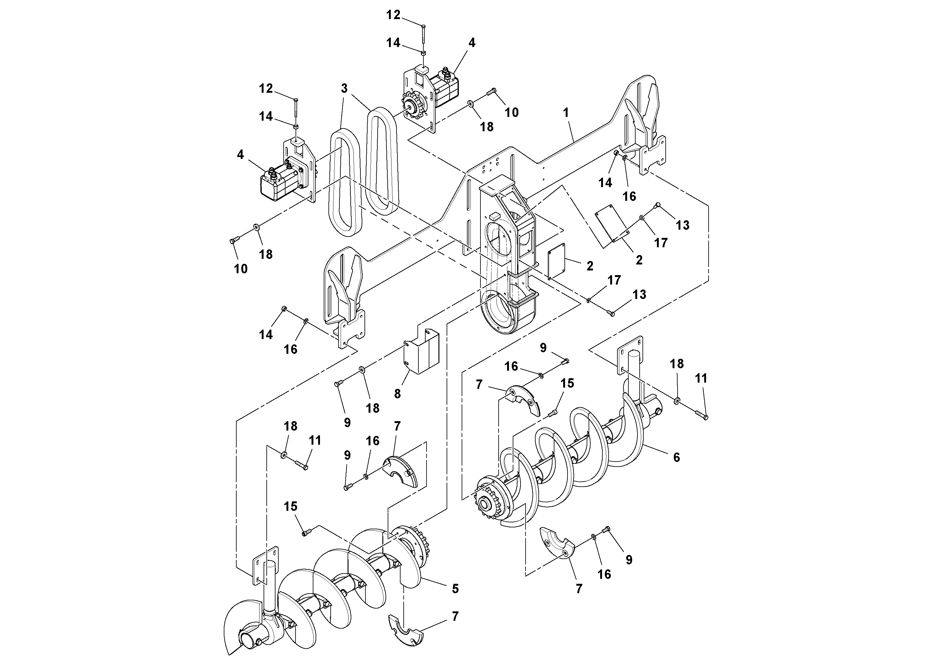 Схема запчастей Volvo PF6110 - 100067 Auger Assembly PF6110 S/N 197474 -