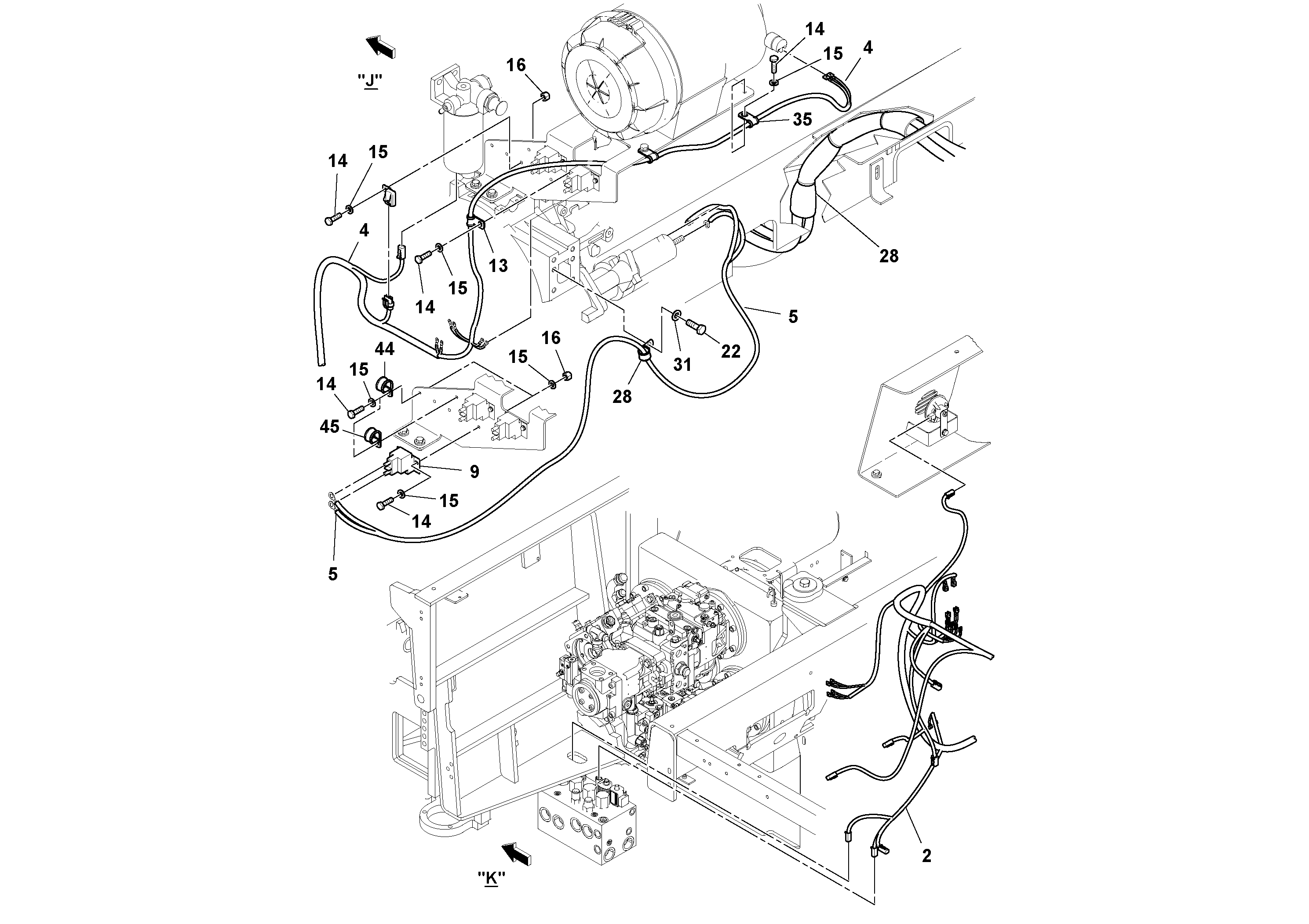 Схема запчастей Volvo PF6110 - 74569 Harness Installation PF6110 S/N 197474 -