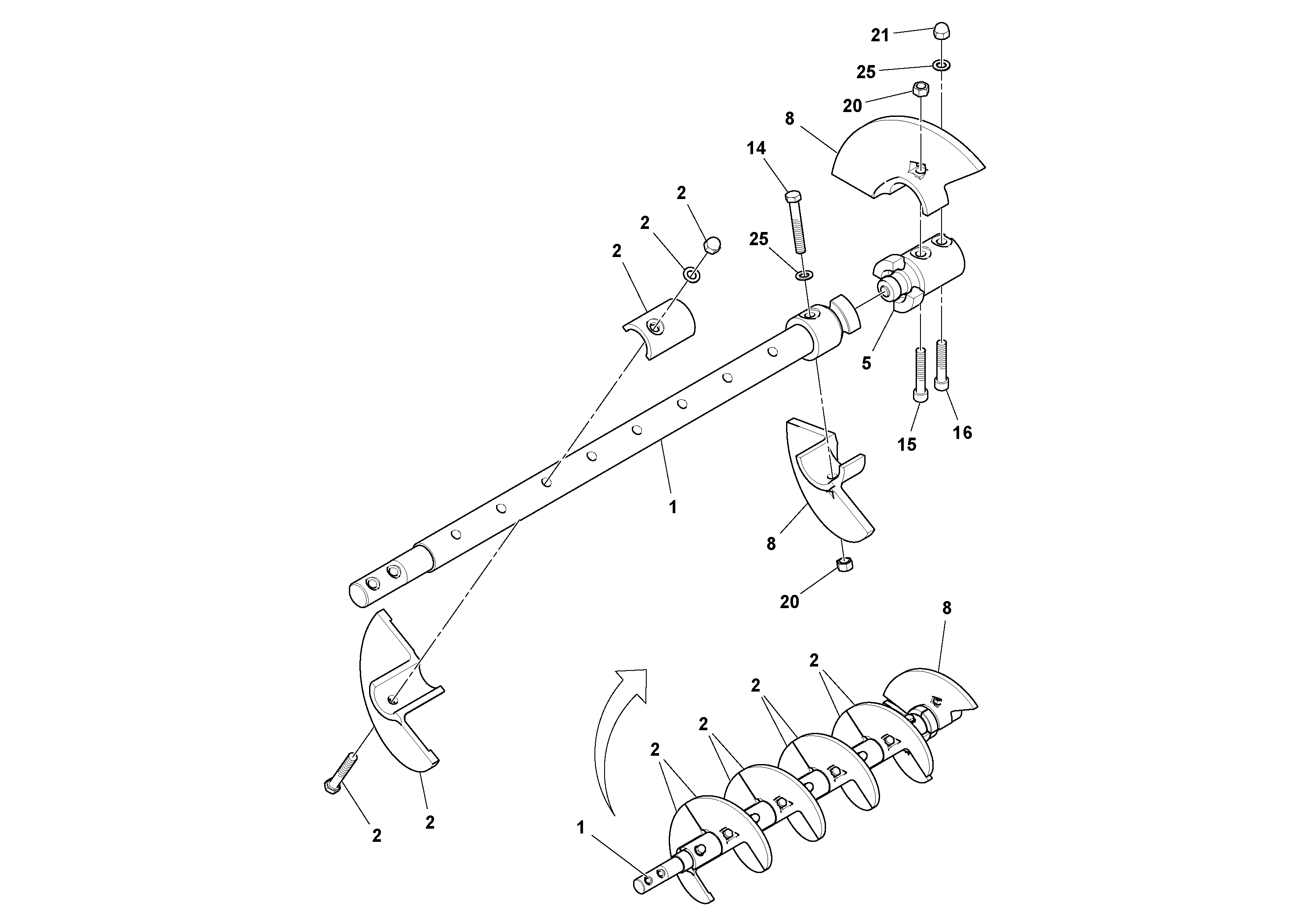 Схема запчастей Volvo PF6110 - 21152 Shaft Assembly PF6110 S/N 197474 -