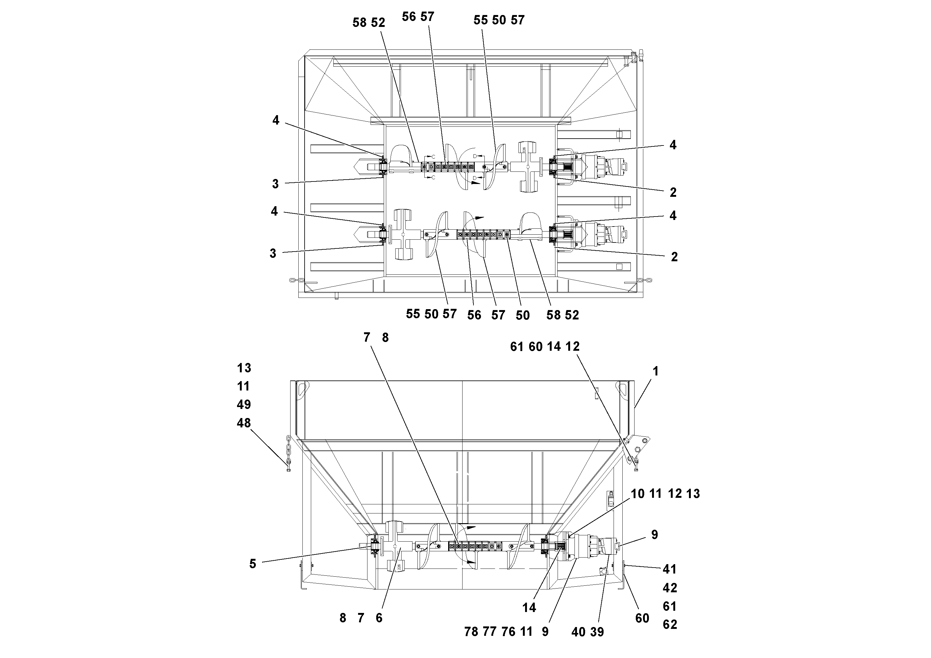 Схема запчастей Volvo PF6110 - 50461 Mixer Tub Assembly PF6110 S/N 197474 -