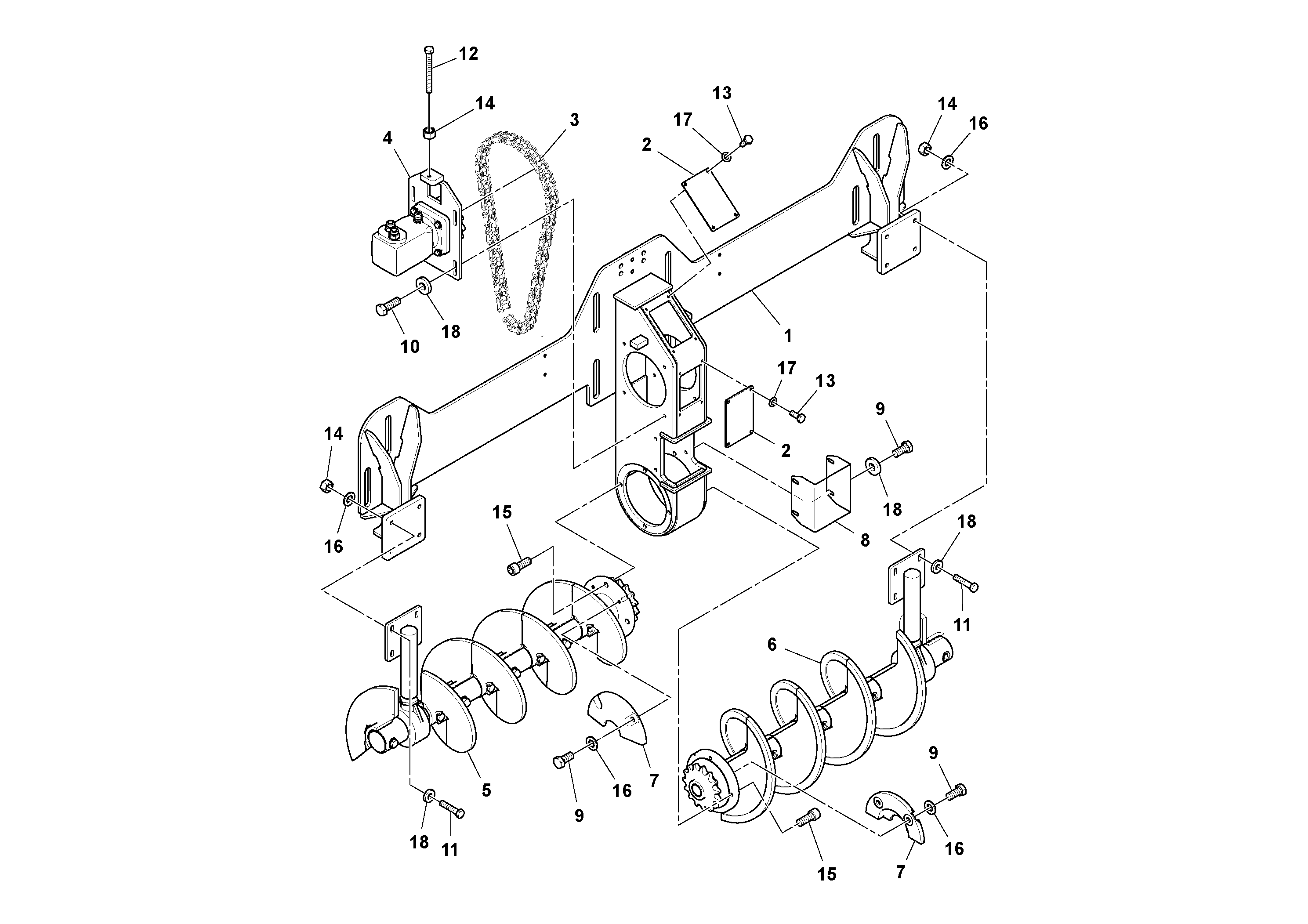 Схема запчастей Volvo PF6110 - 99200 Auger Assembly PF6110 S/N 197474 -