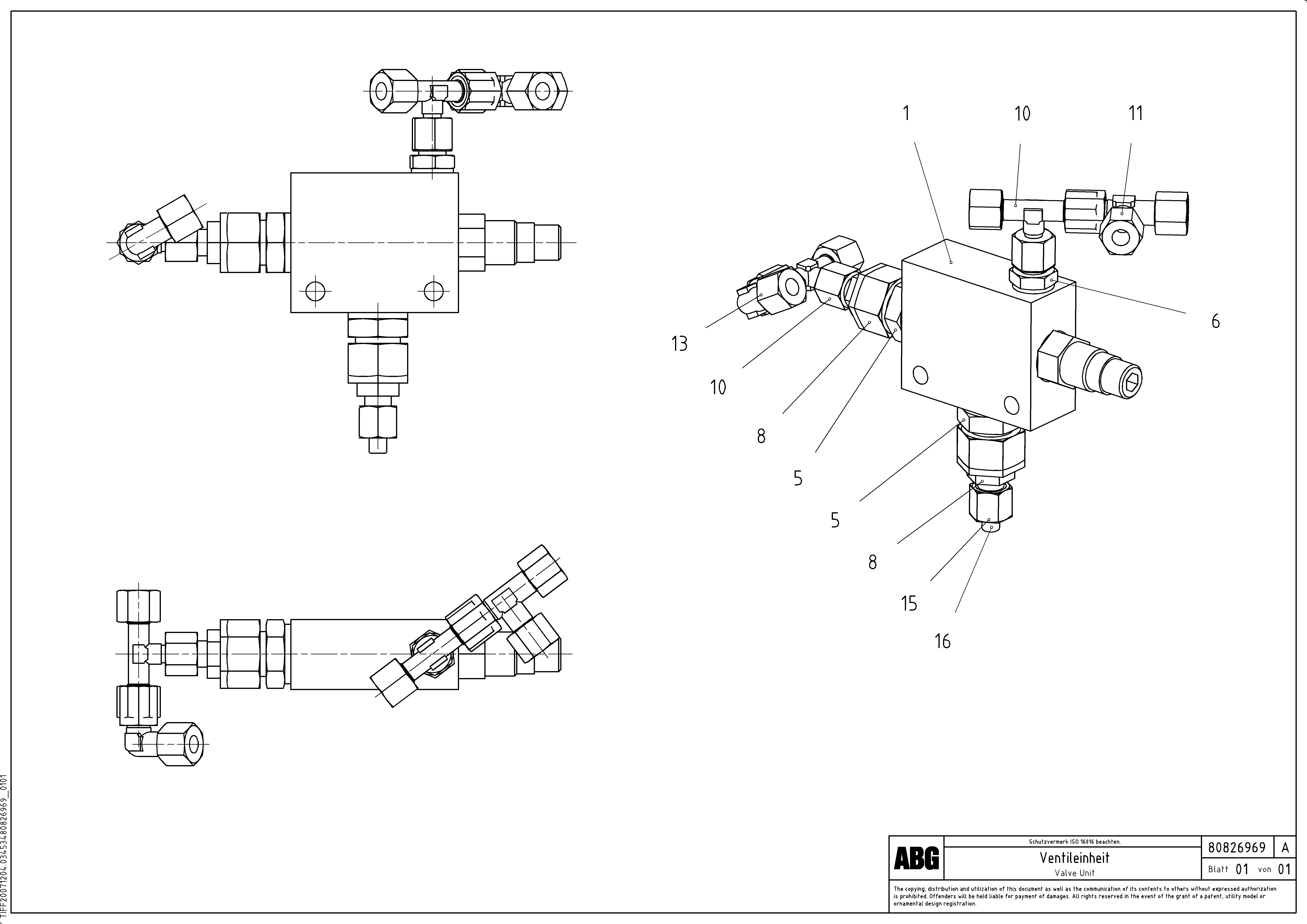 Схема запчастей Volvo PF6110 - 67569 Valve block OMNI 1000 ATT. SCREEDS 3,0 - 9,0M PF6110, PF6160/6170