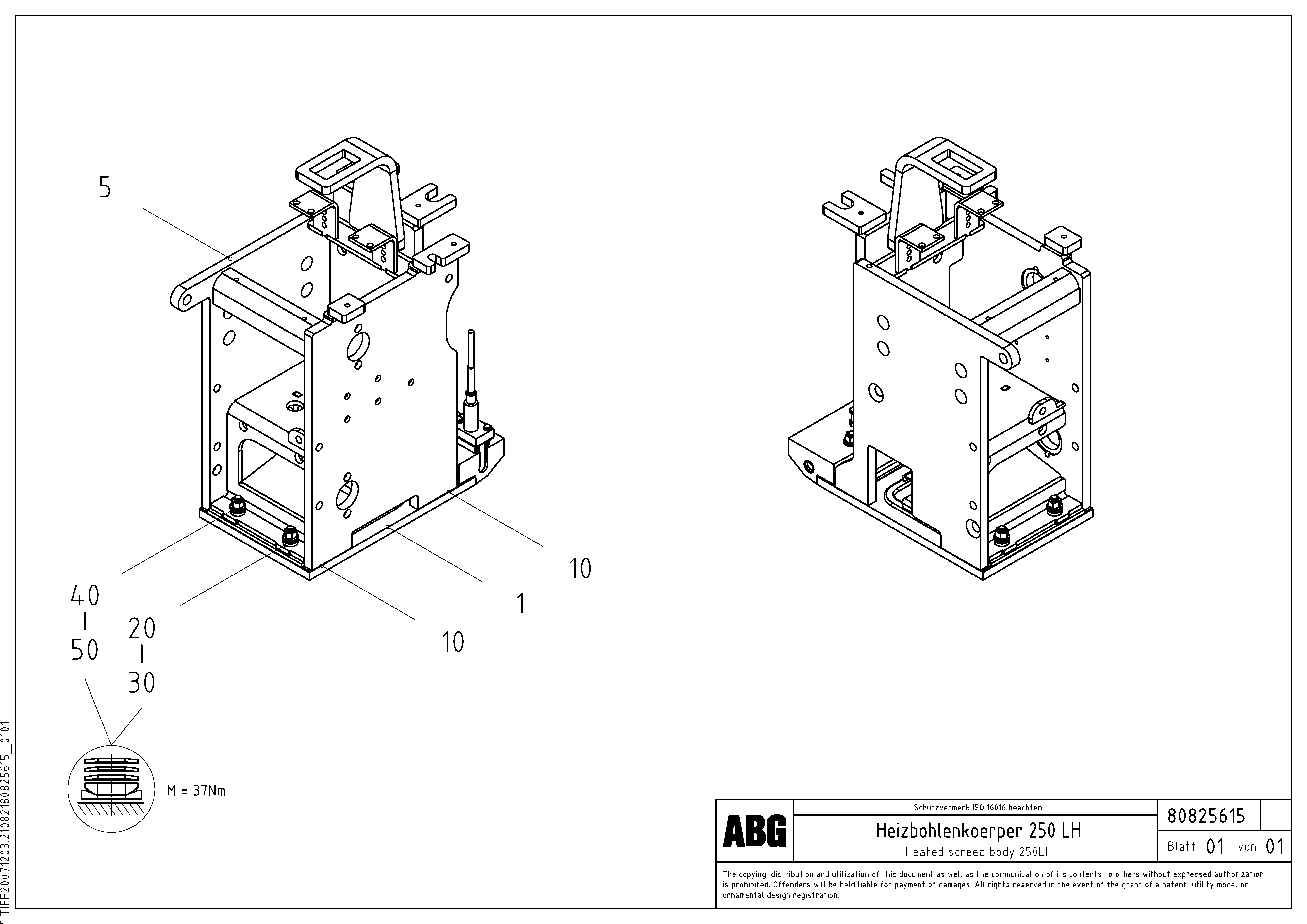 Схема запчастей Volvo PF6110 - 91605 Heated body for extension OMNI 1001 ATT. SCREEDS 3,0 - 9,0M PF6110 PF6160/PF6170