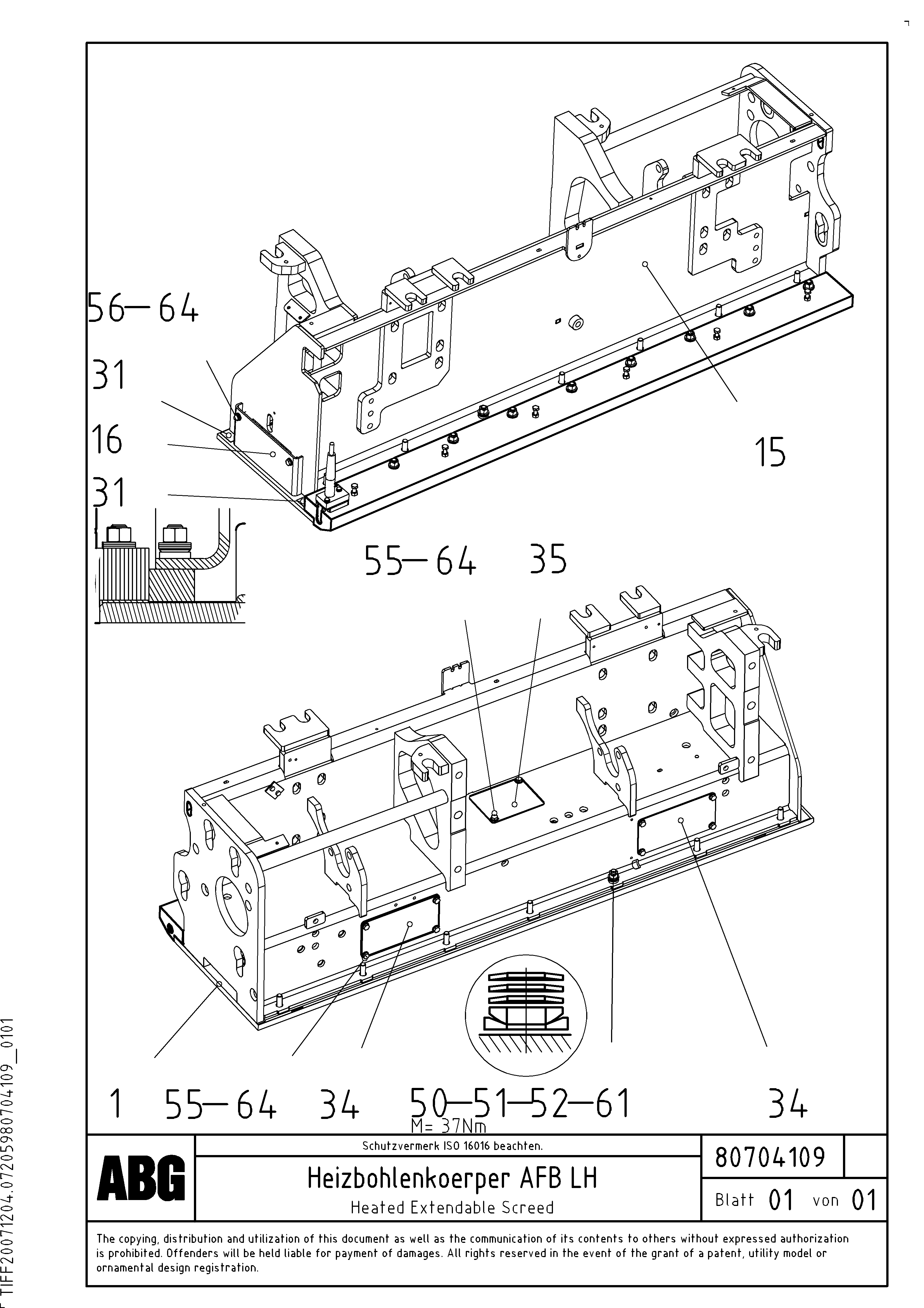 Схема запчастей Volvo PF6110 - 94019 Heated body for extendable screed OMNI 1001 ATT. SCREEDS 3,0 - 9,0M PF6110 PF6160/PF6170