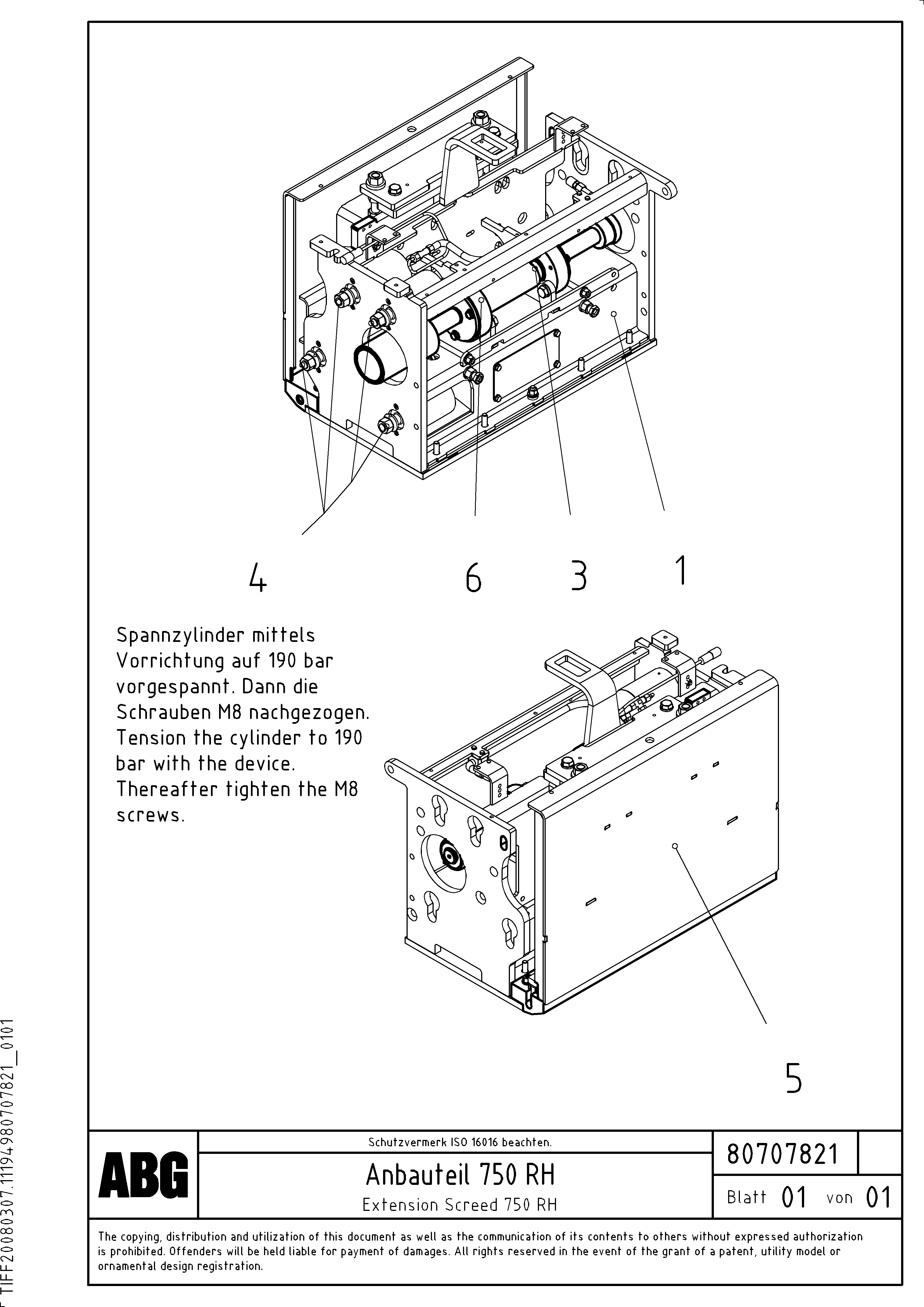 Схема запчастей Volvo PF6110 - 94586 Extension OMNI 1001 ATT. SCREEDS 3,0 - 9,0M PF6110 PF6160/PF6170