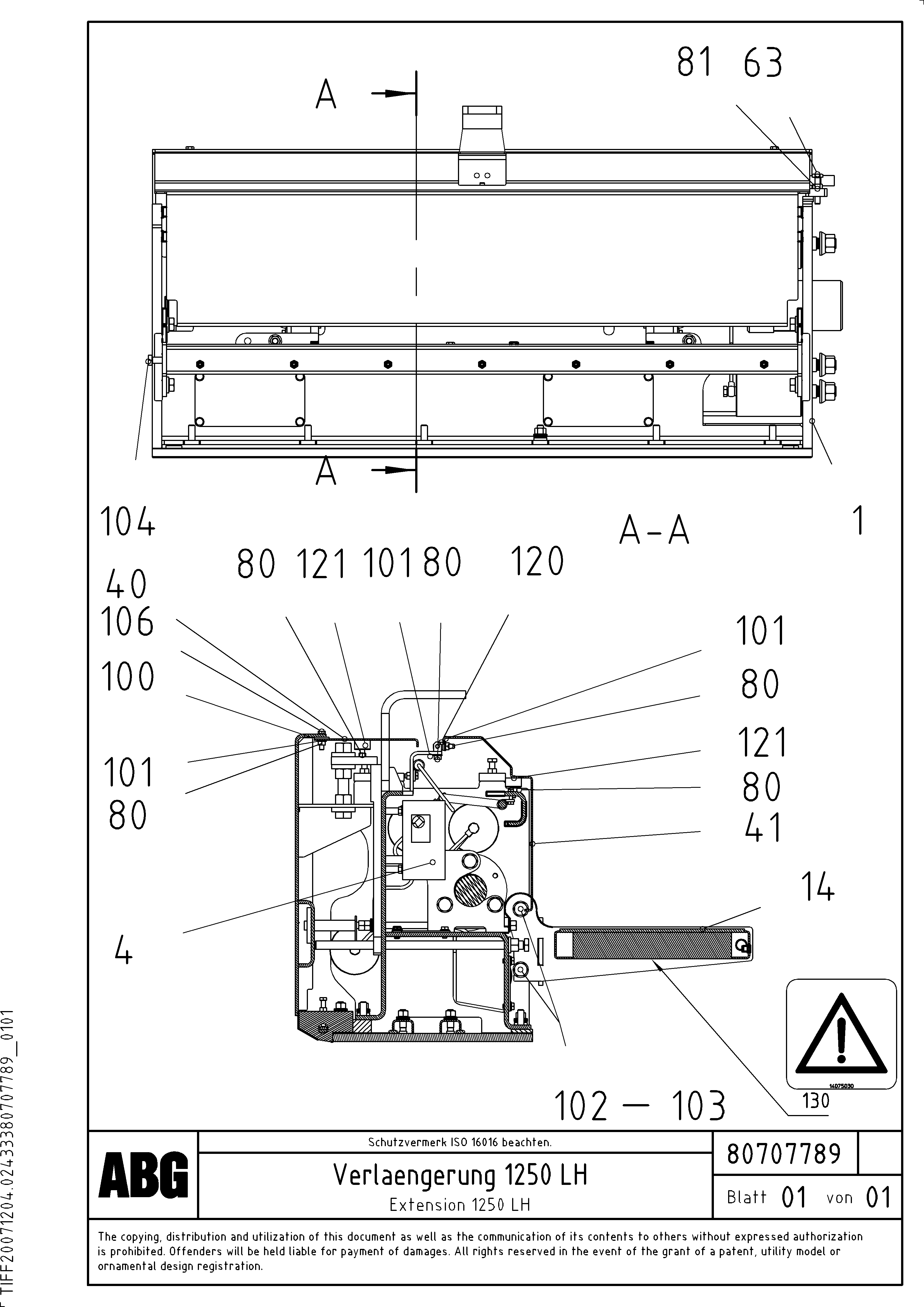 Схема запчастей Volvo PF6110 - 94911 Extension OMNI 1001 ATT. SCREEDS 3,0 - 9,0M PF6110 PF6160/PF6170
