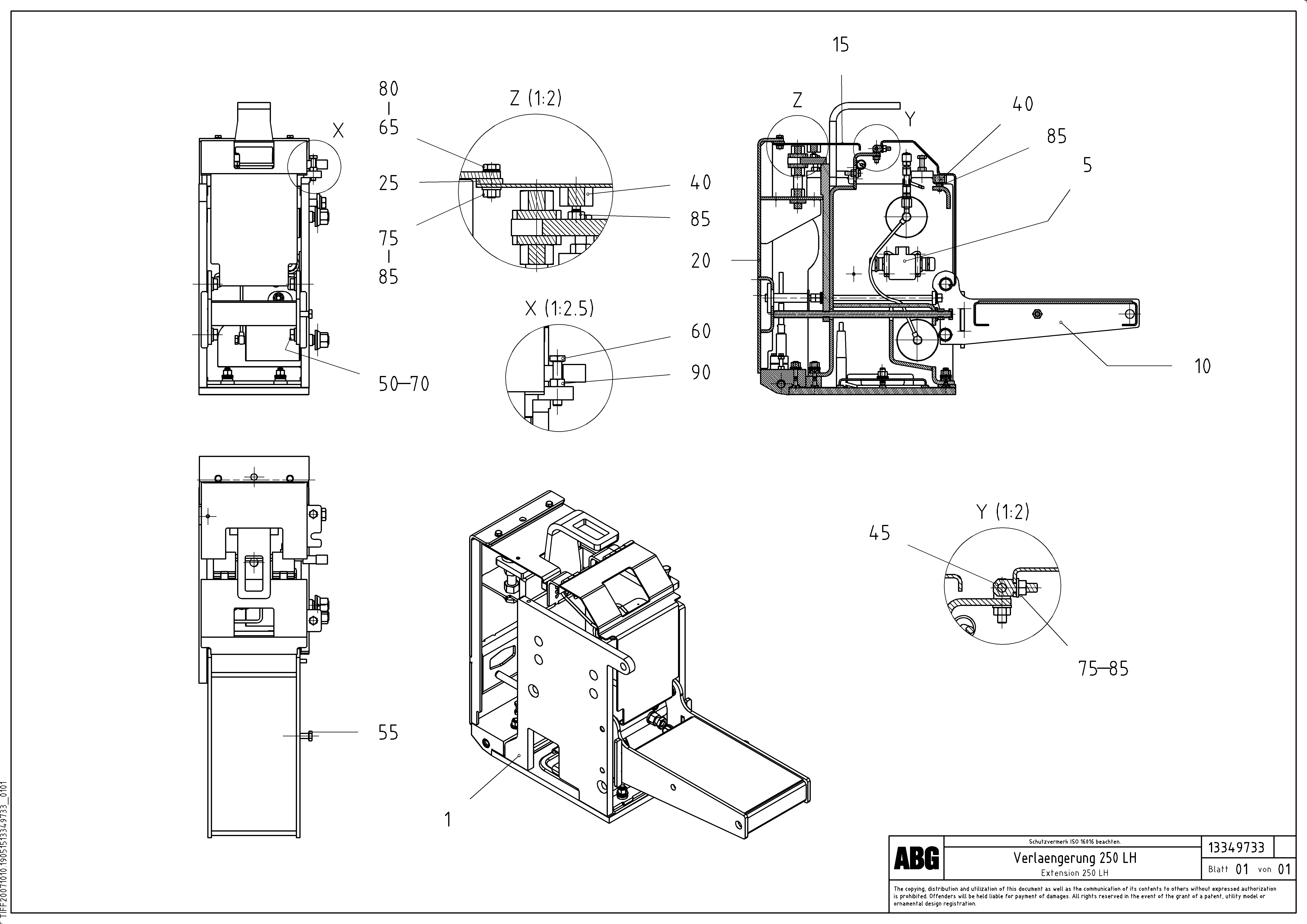 Схема запчастей Volvo PF6110 - 94915 Extension OMNI 1001 ATT. SCREEDS 3,0 - 9,0M PF6110 PF6160/PF6170