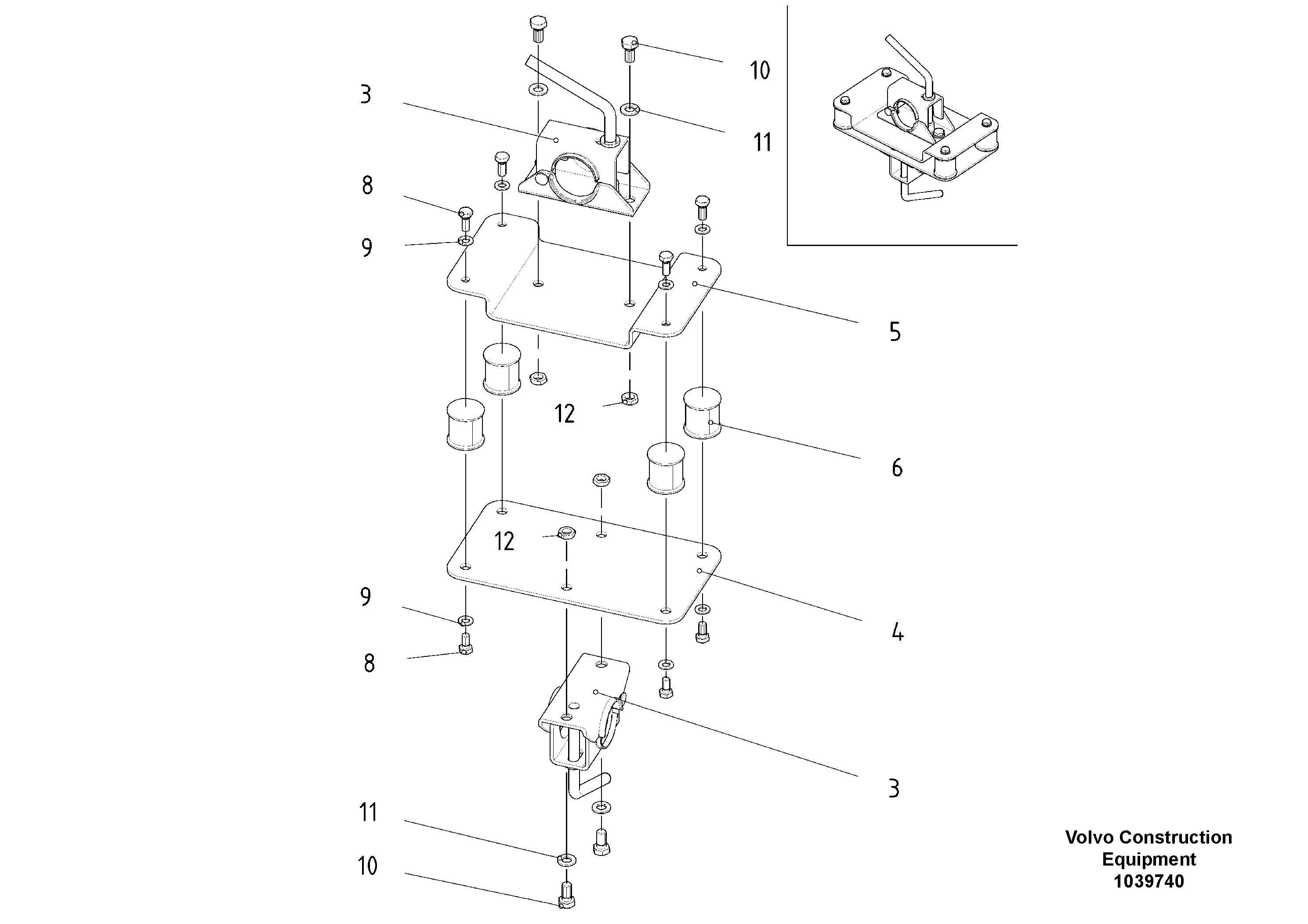 Схема запчастей Volvo PF6110 - 93447 Clamping for mechanical control OMNI 1001 ATT. SCREEDS 3,0 - 9,0M PF6110 PF6160/PF6170