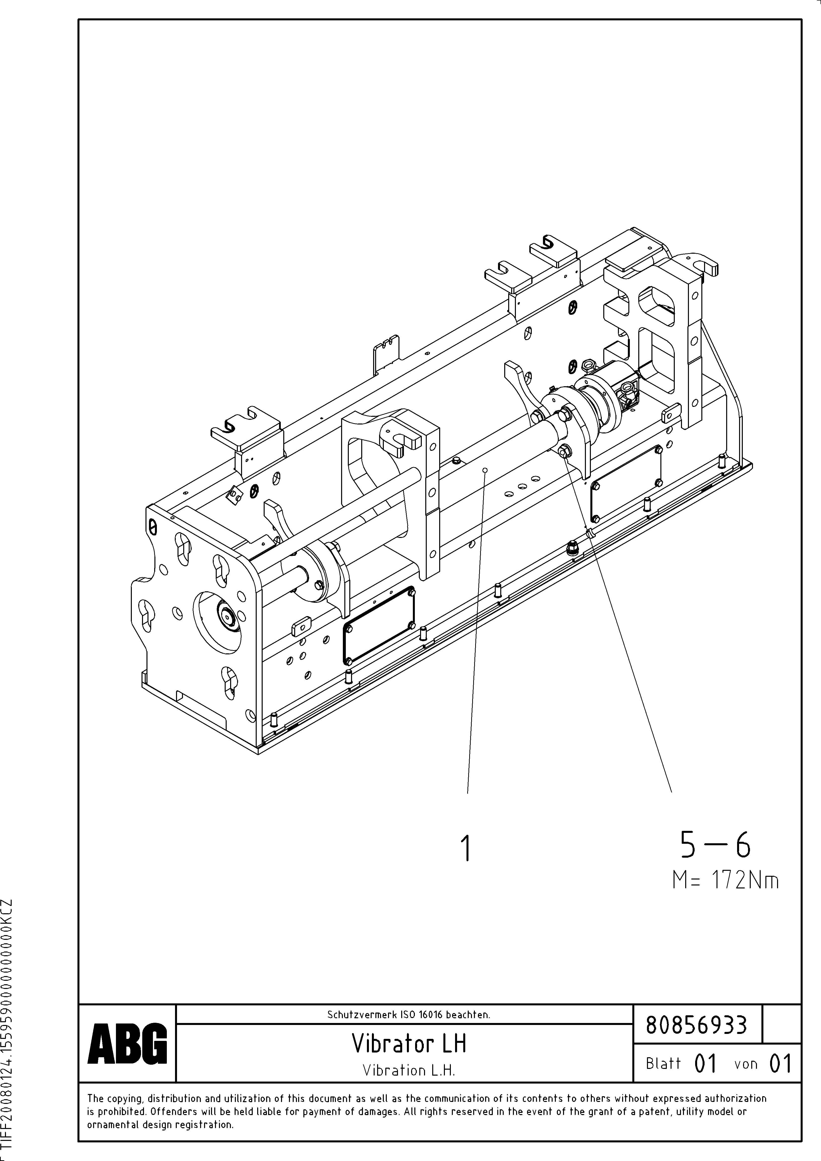 Схема запчастей Volvo PF6110 - 87241 Vibrator for extendable screed OMNI 1001 ATT. SCREEDS 3,0 - 9,0M PF6110 PF6160/PF6170