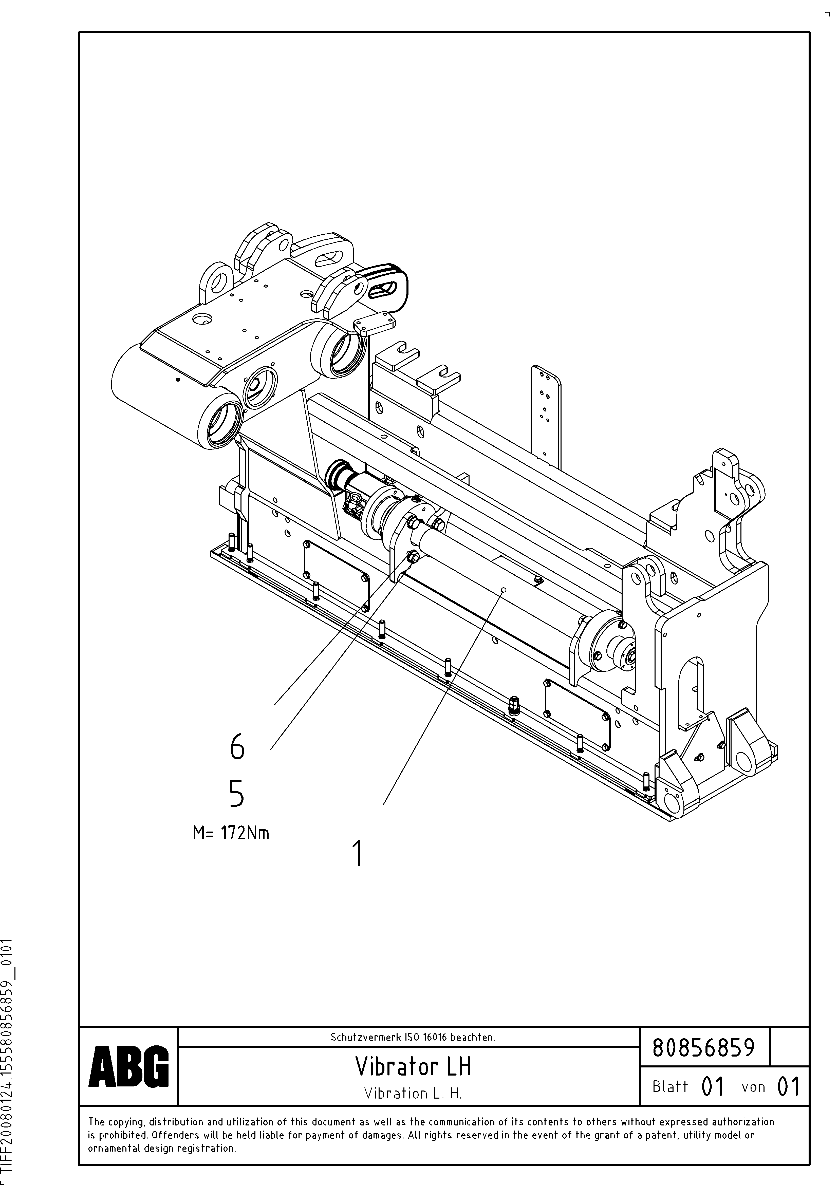 Схема запчастей Volvo PF6110 - 94316 Vibrator for basic screed OMNI 1001 ATT. SCREEDS 3,0 - 9,0M PF6110 PF6160/PF6170