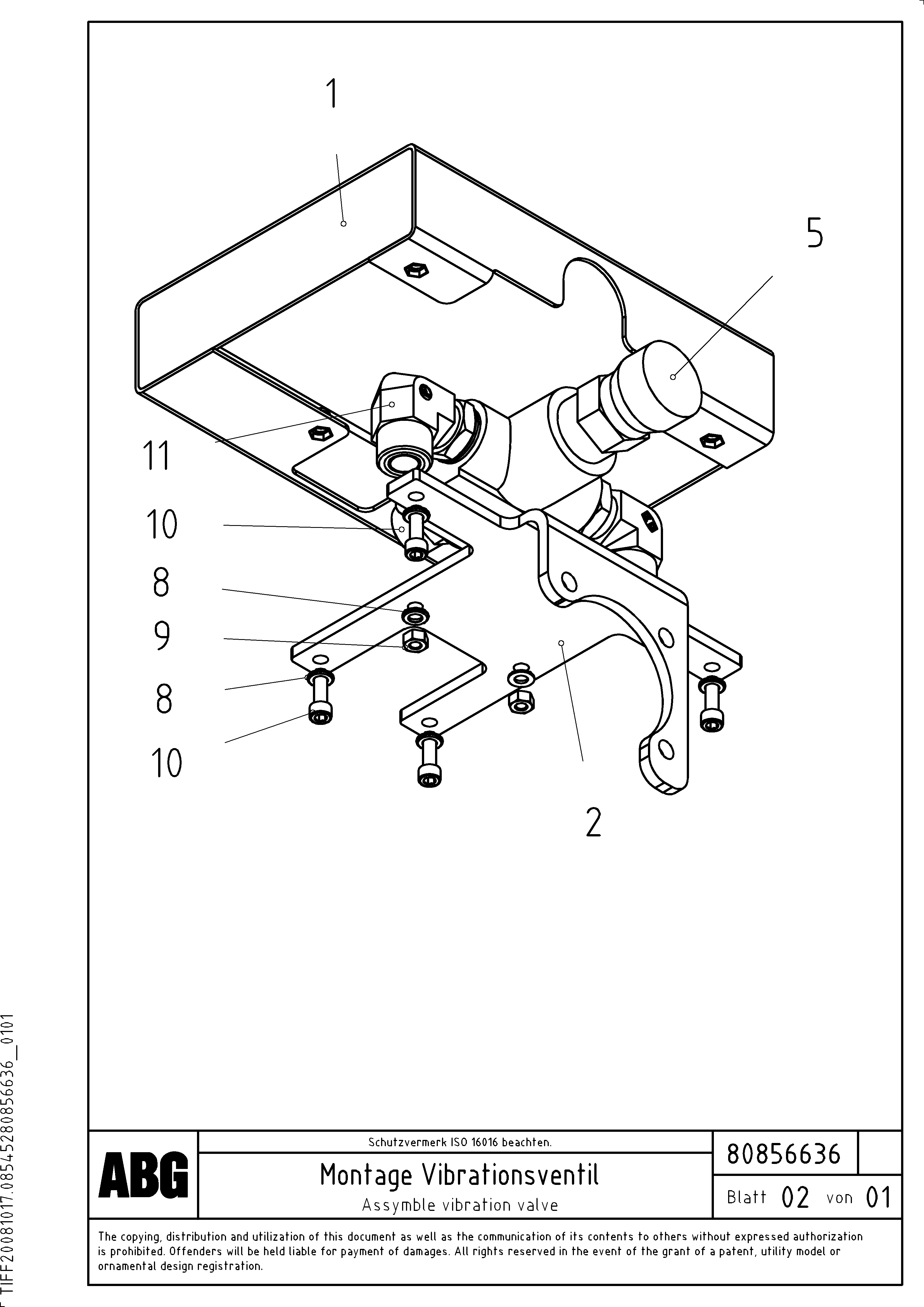 Схема запчастей Volvo PF6110 - 94396 Vibrator valve assembly OMNI 1001 ATT. SCREEDS 3,0 - 9,0M PF6110 PF6160/PF6170